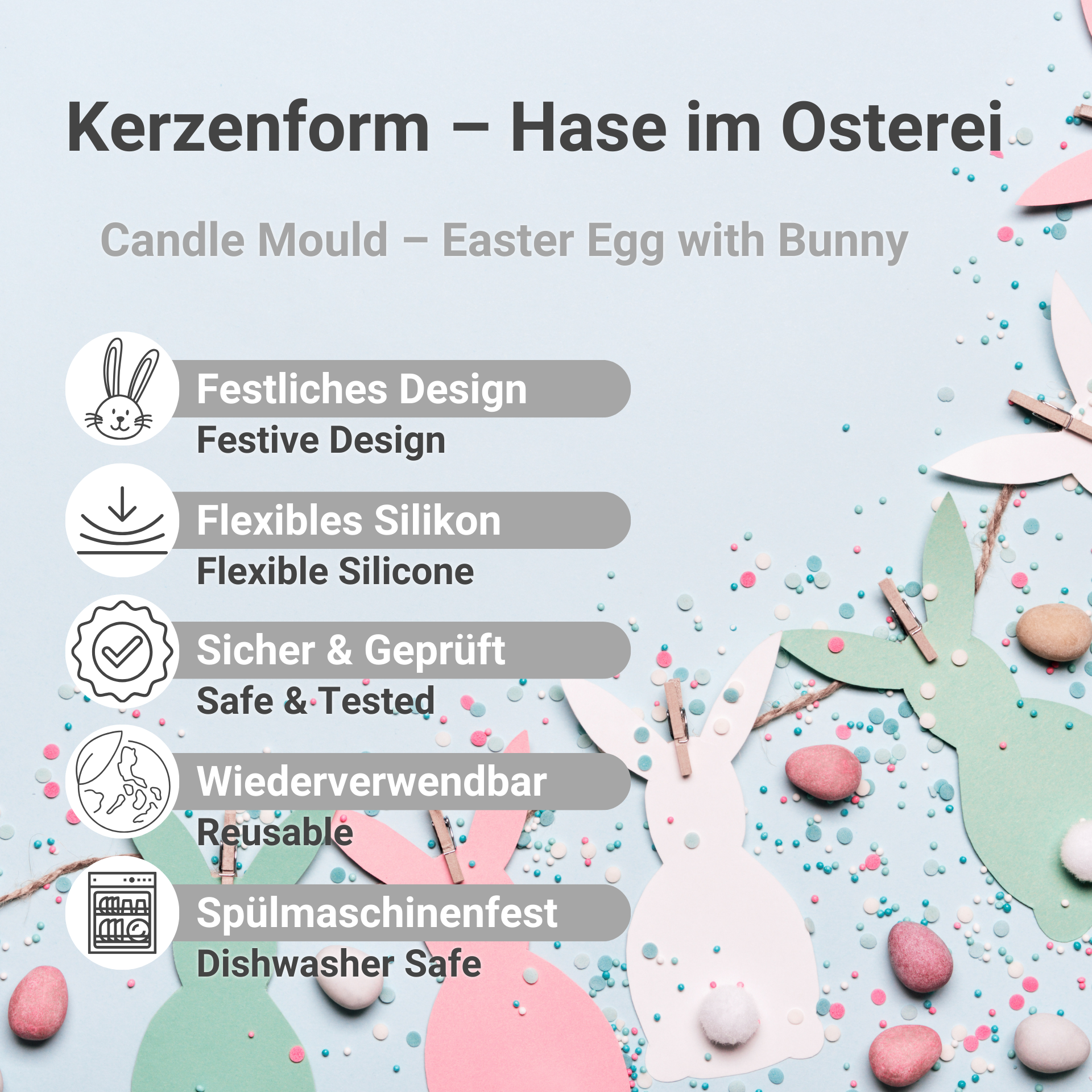 Rabbit in an Easter egg candle mould – benefits