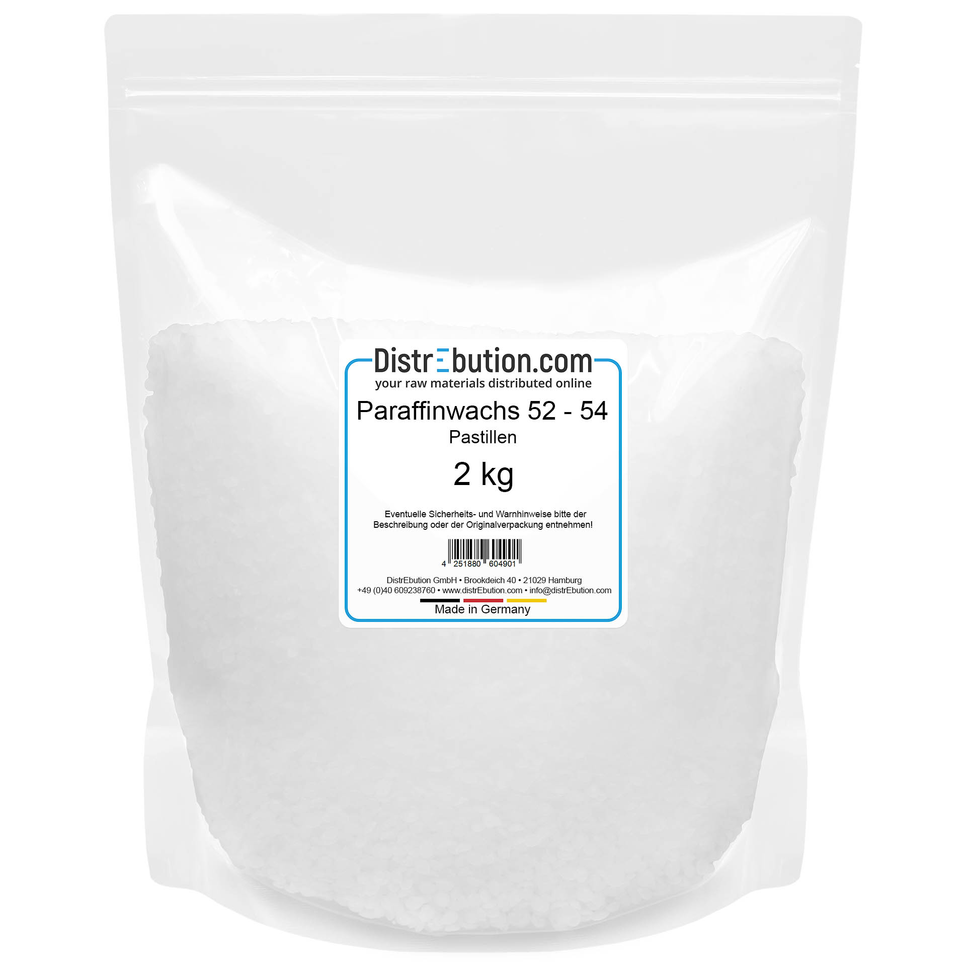 Paraffin wax pastilles 52 - 54°C fully refined 2 kg