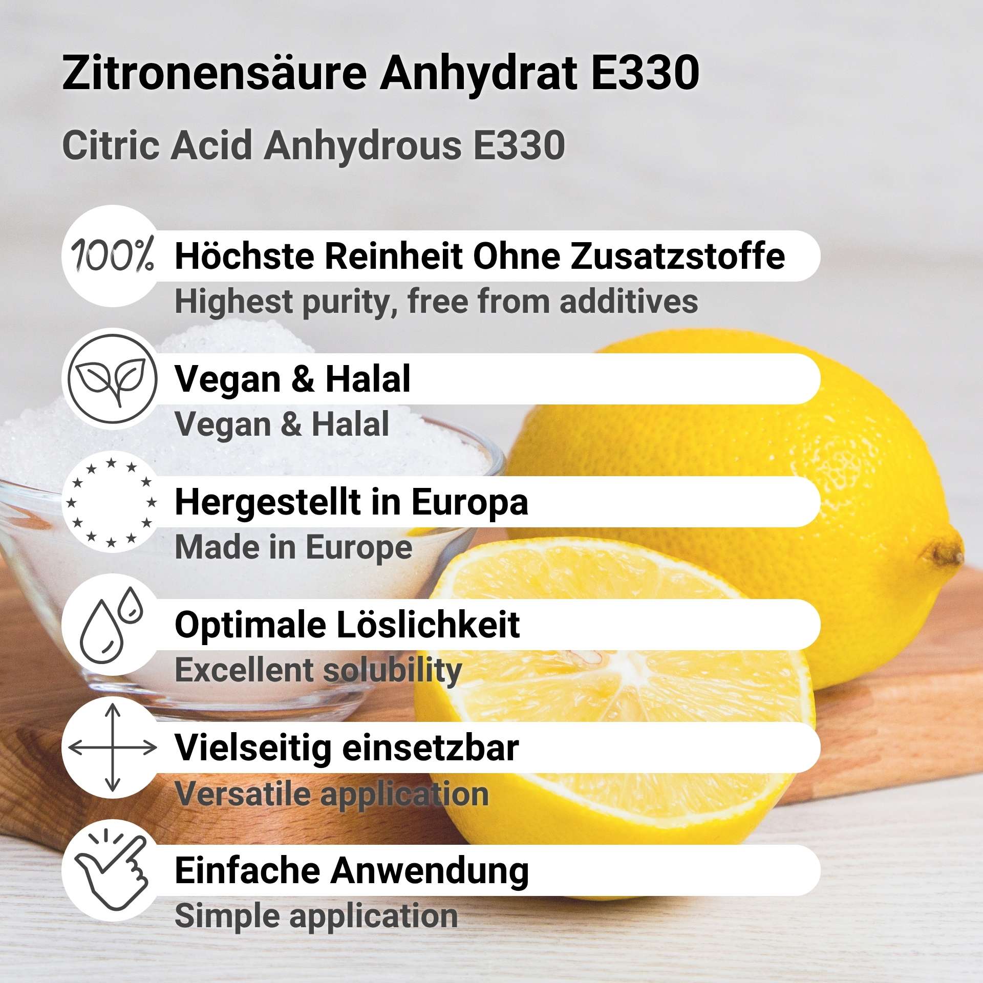 Citric Acid Anhydrous E330, 16 - 35 Mesh – European