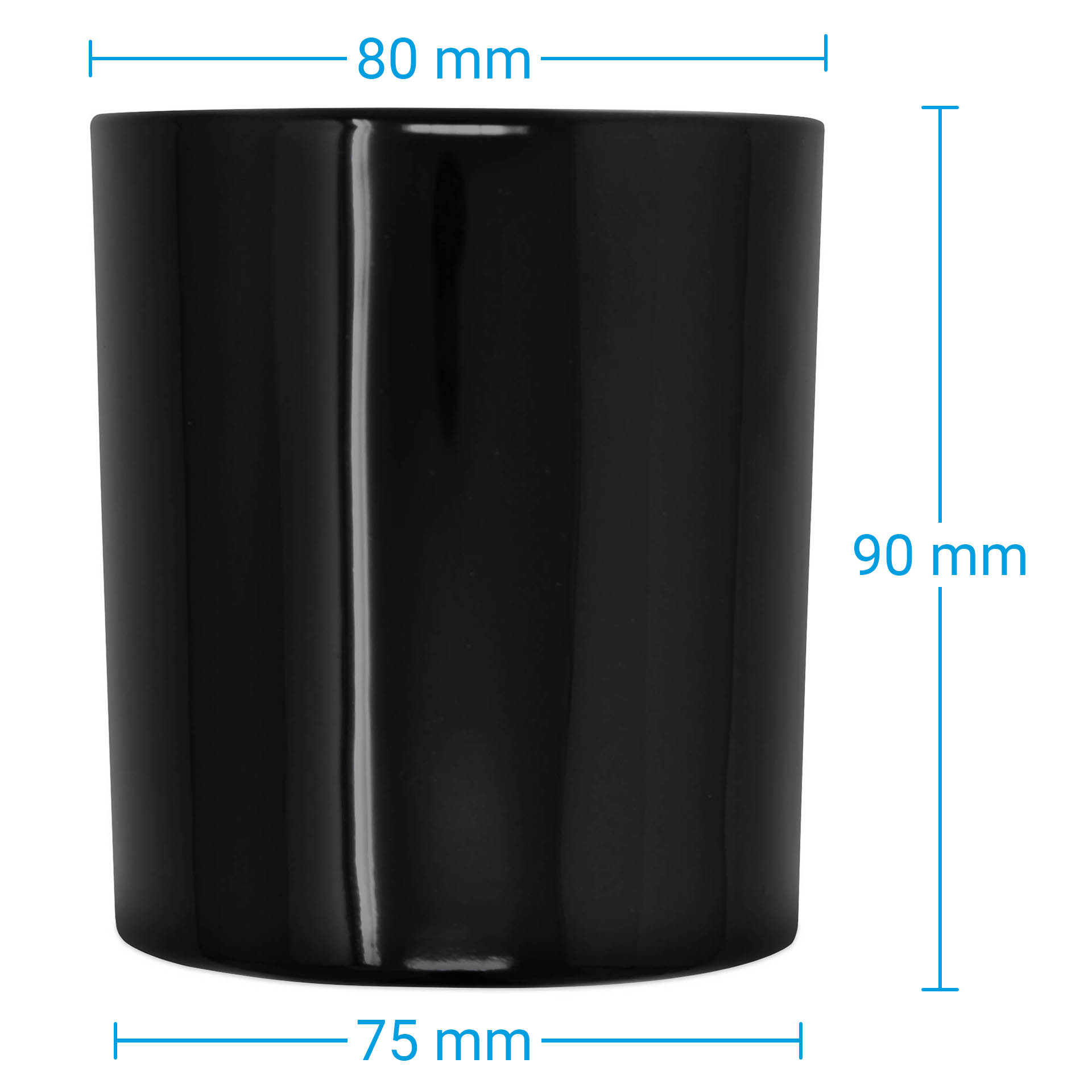 Glass Candle Jar Black Glossy 300 ml