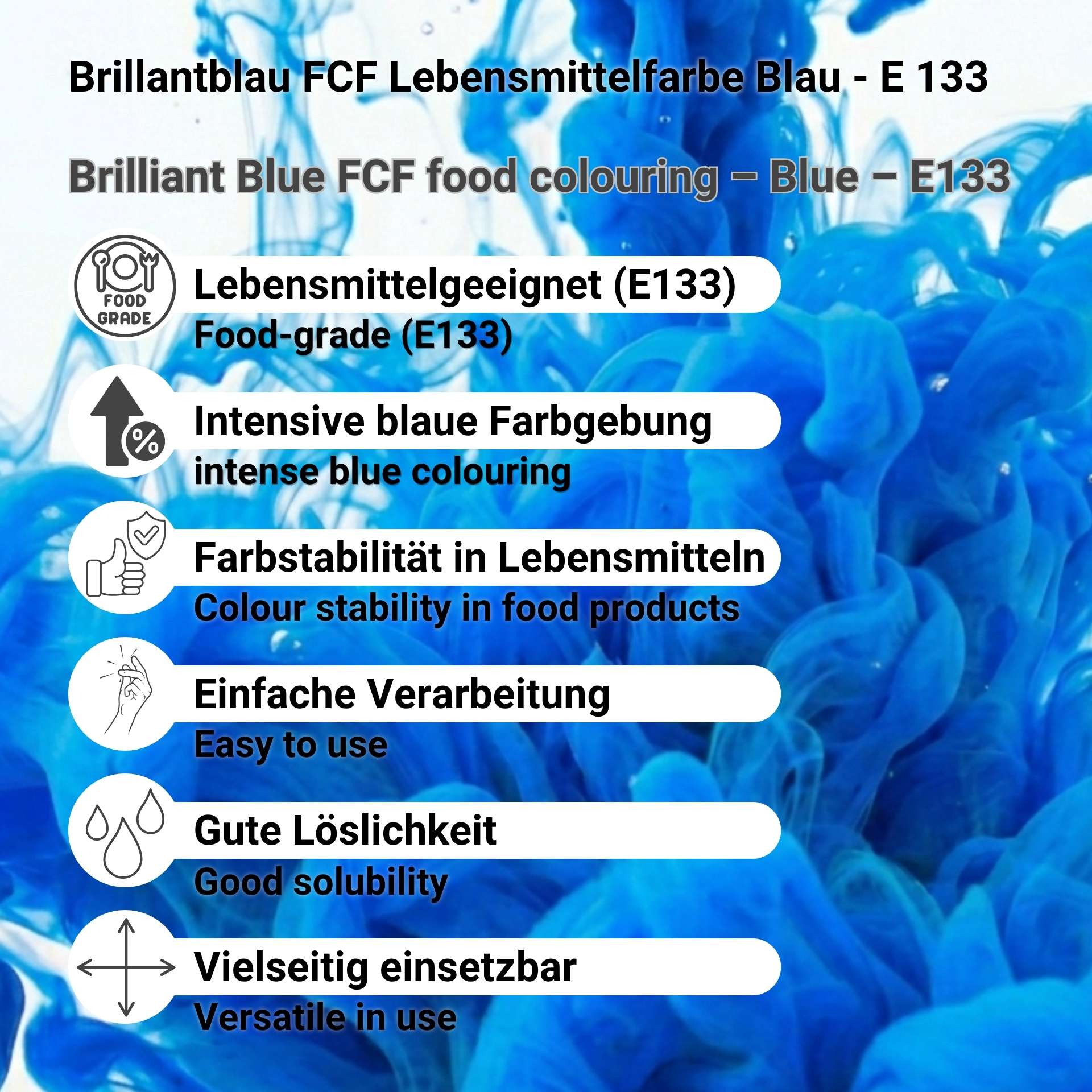 E 133 Brilliant Blue FCF Food Coloring Blue