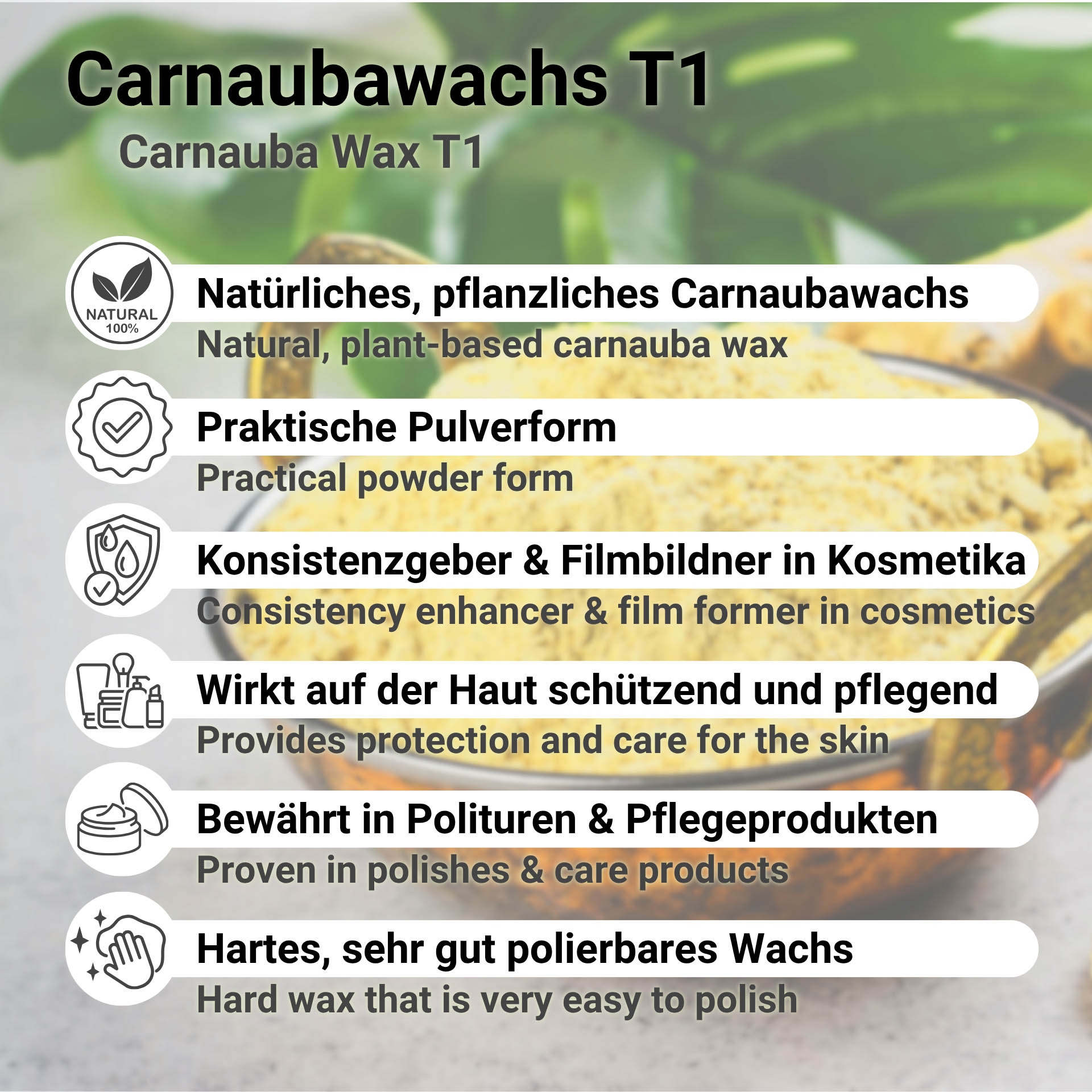 Carnauba Wax T1 Prime Yellow Powder