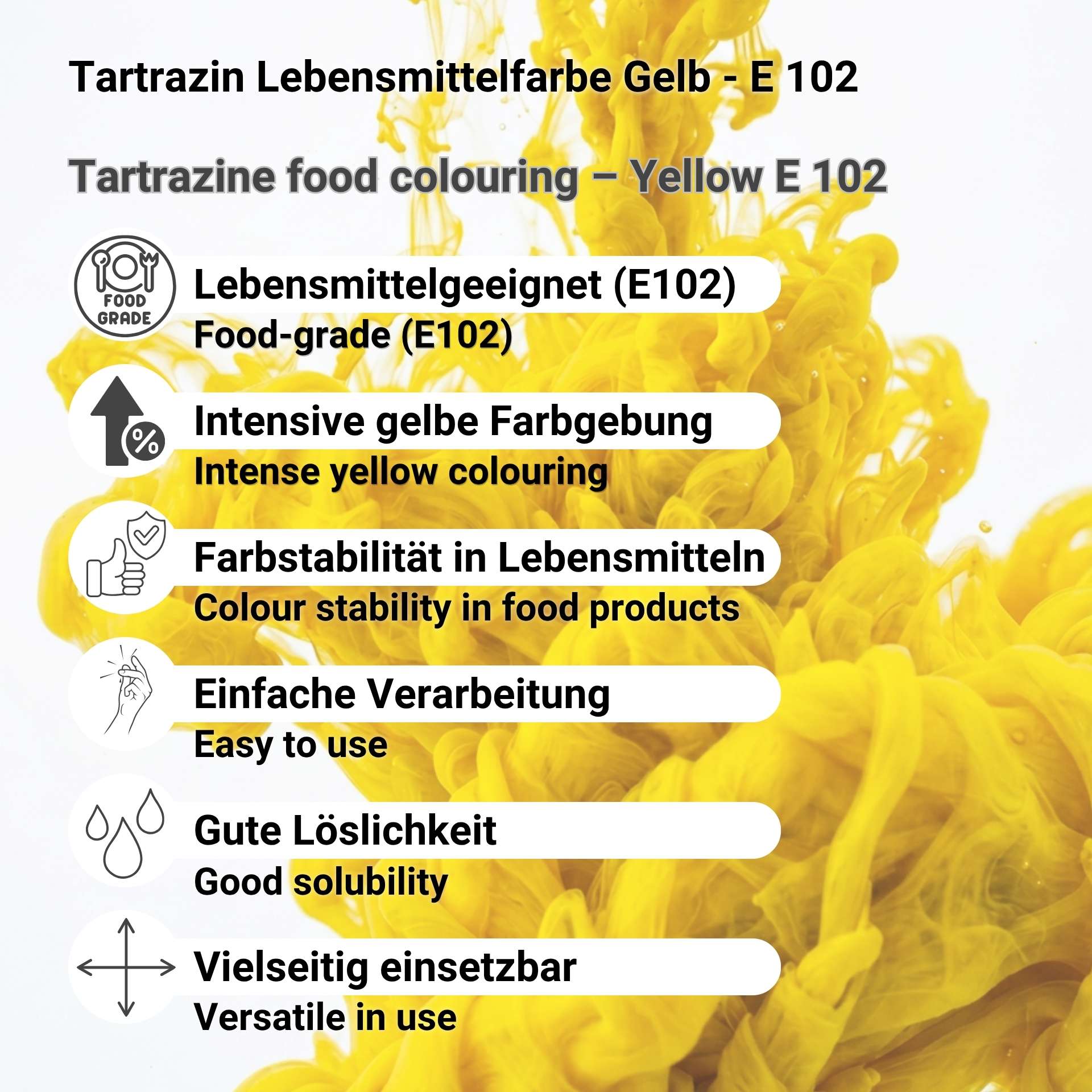E 102 Tartrazine Food Coloring Yellow
