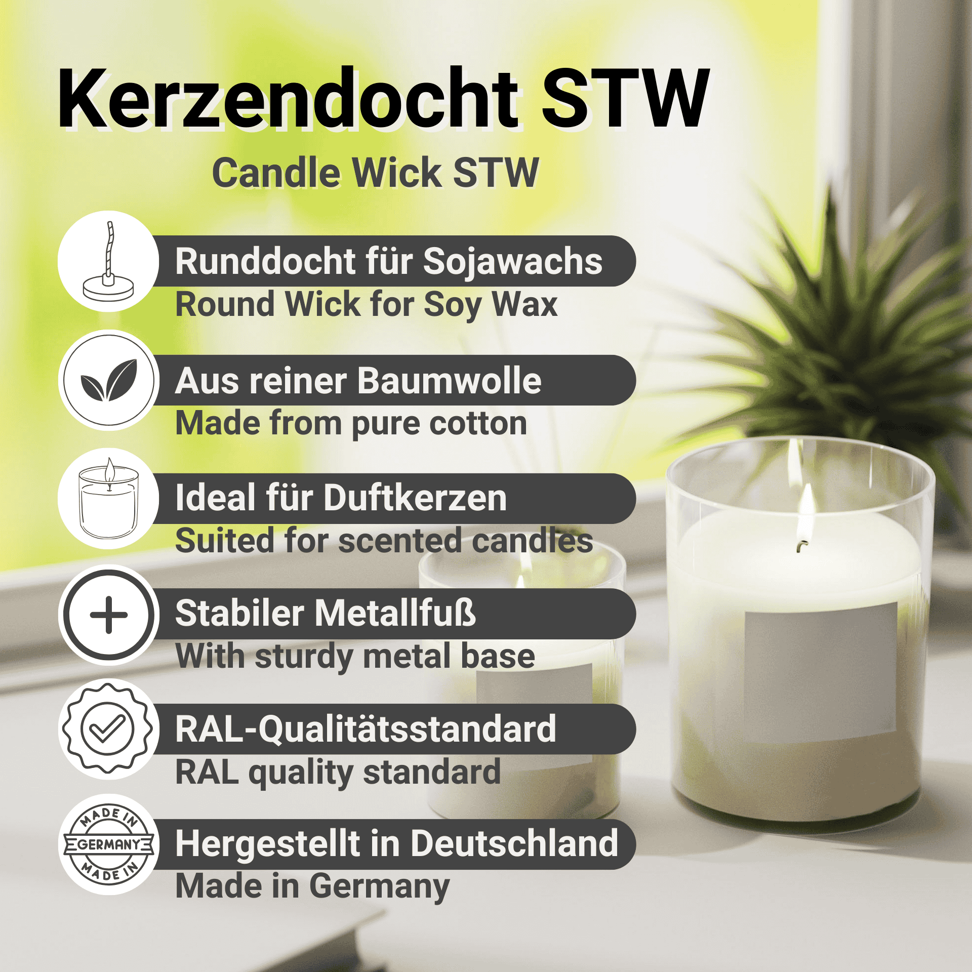 Besonderheiten Kerzendocht STW