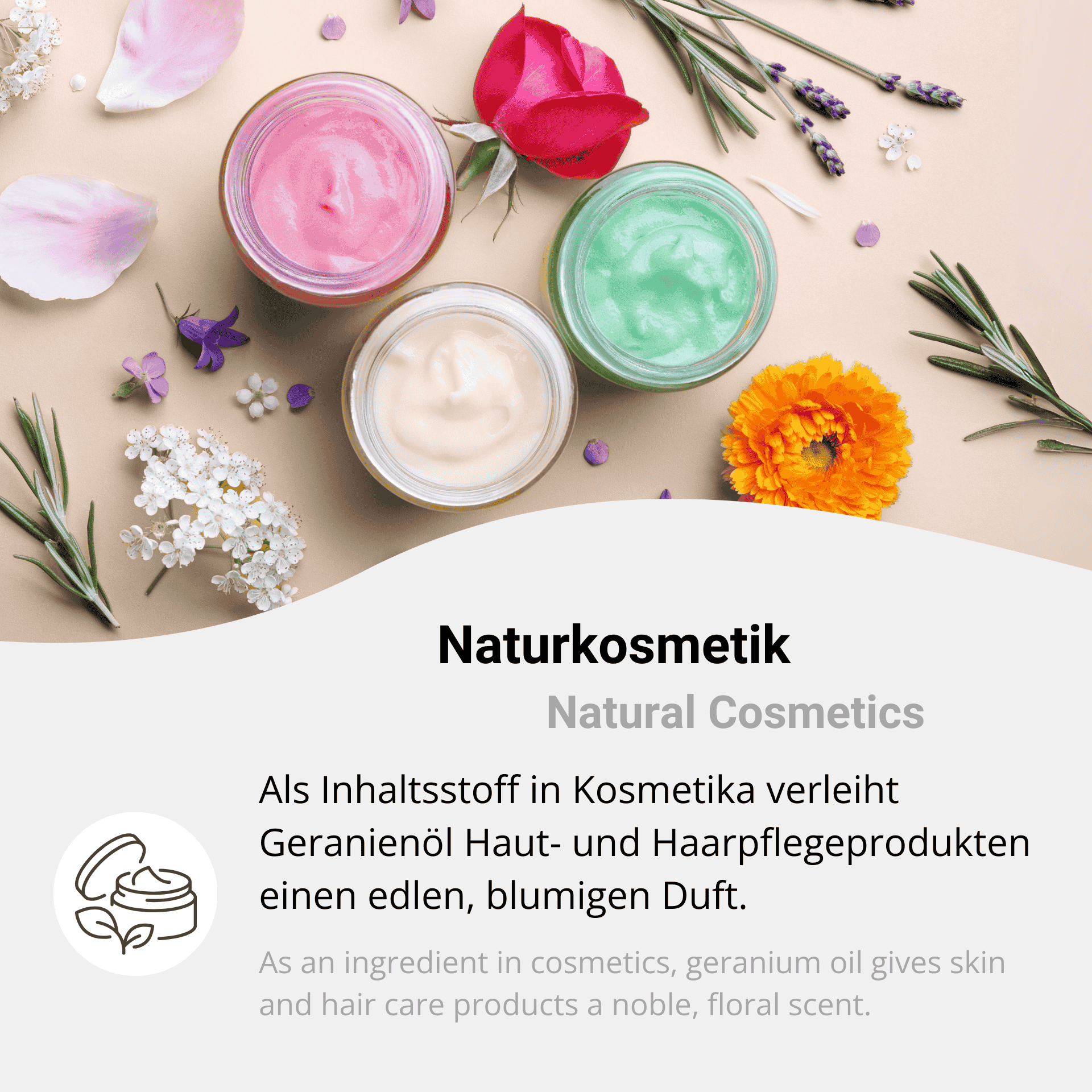Geranium oil in natural cosmetics