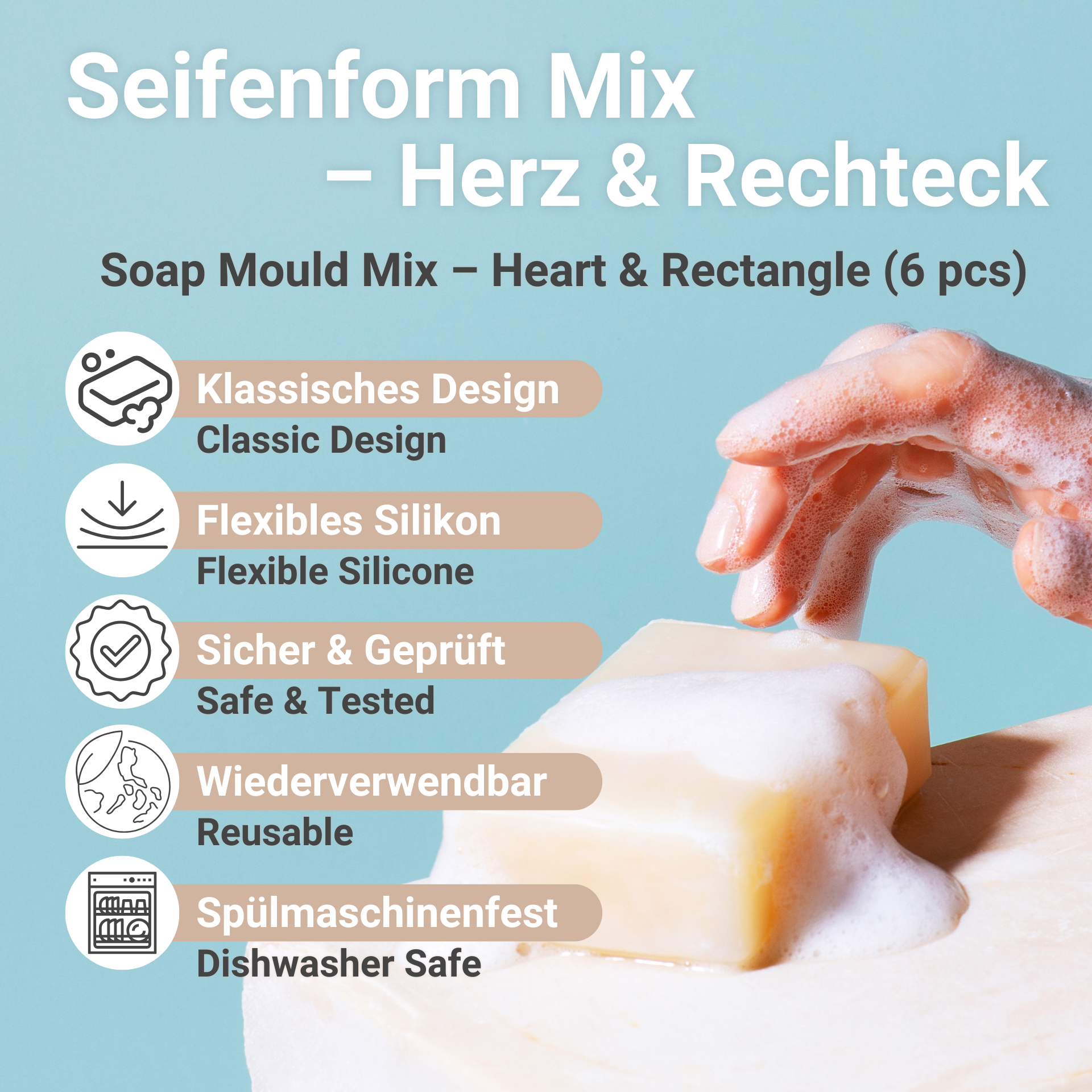 Soap Mould Mix – Heart & Rectangle Benefits