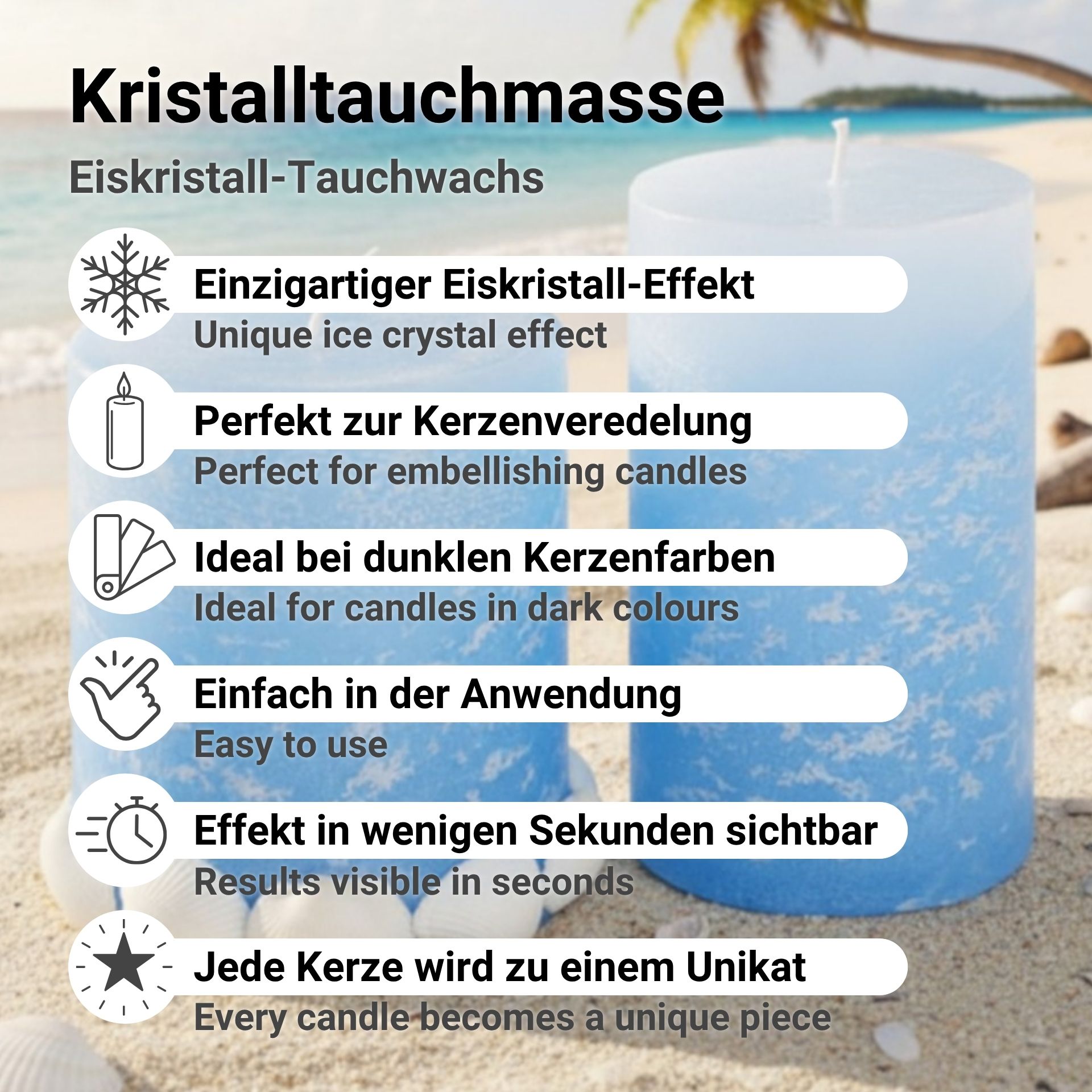 Kristalltauchmasse, Eiskristall-Tauchwachs für Kerzen
