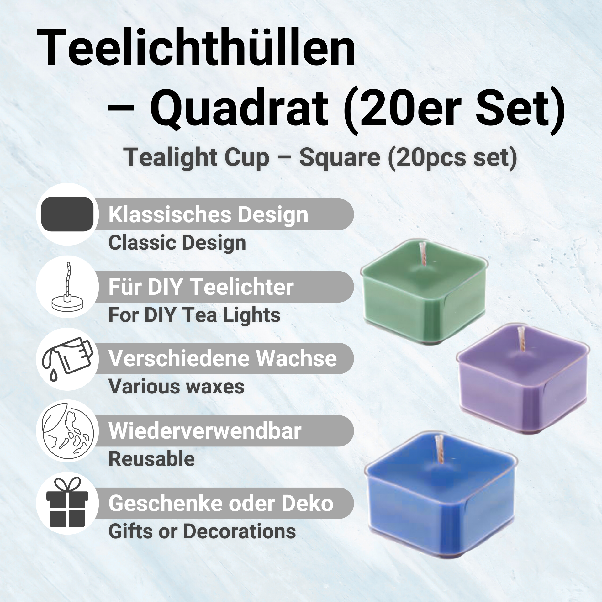 Teelichthüllen – Quadrat (20er Set)