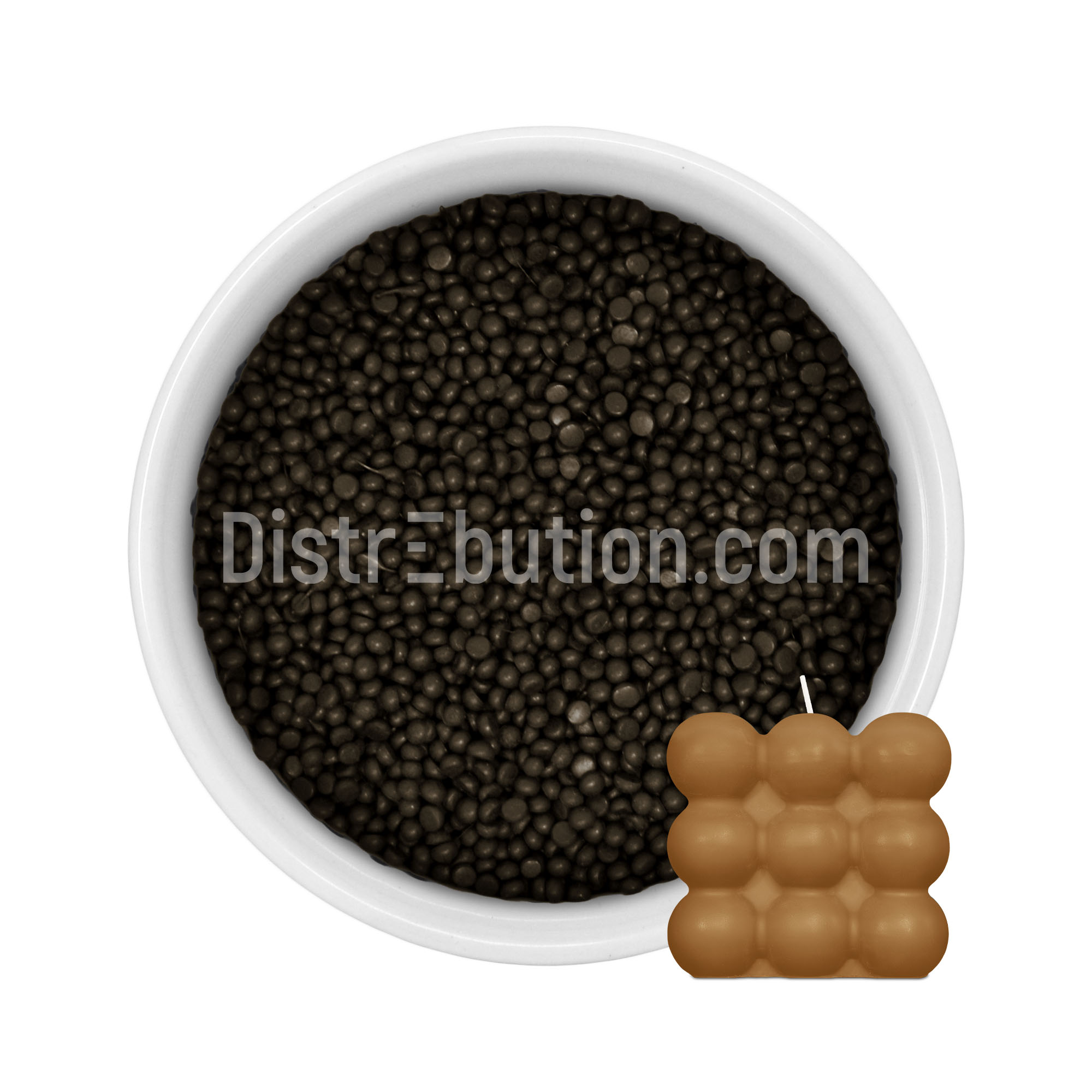 brown pastilles and example candle