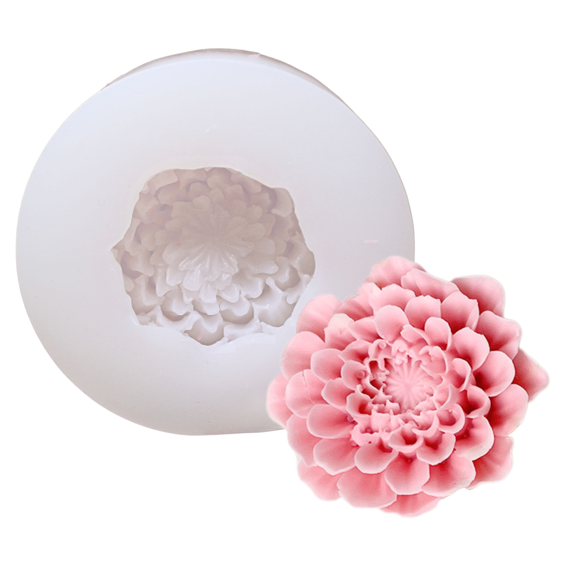 Candle mould Dahlia flower with sample candle