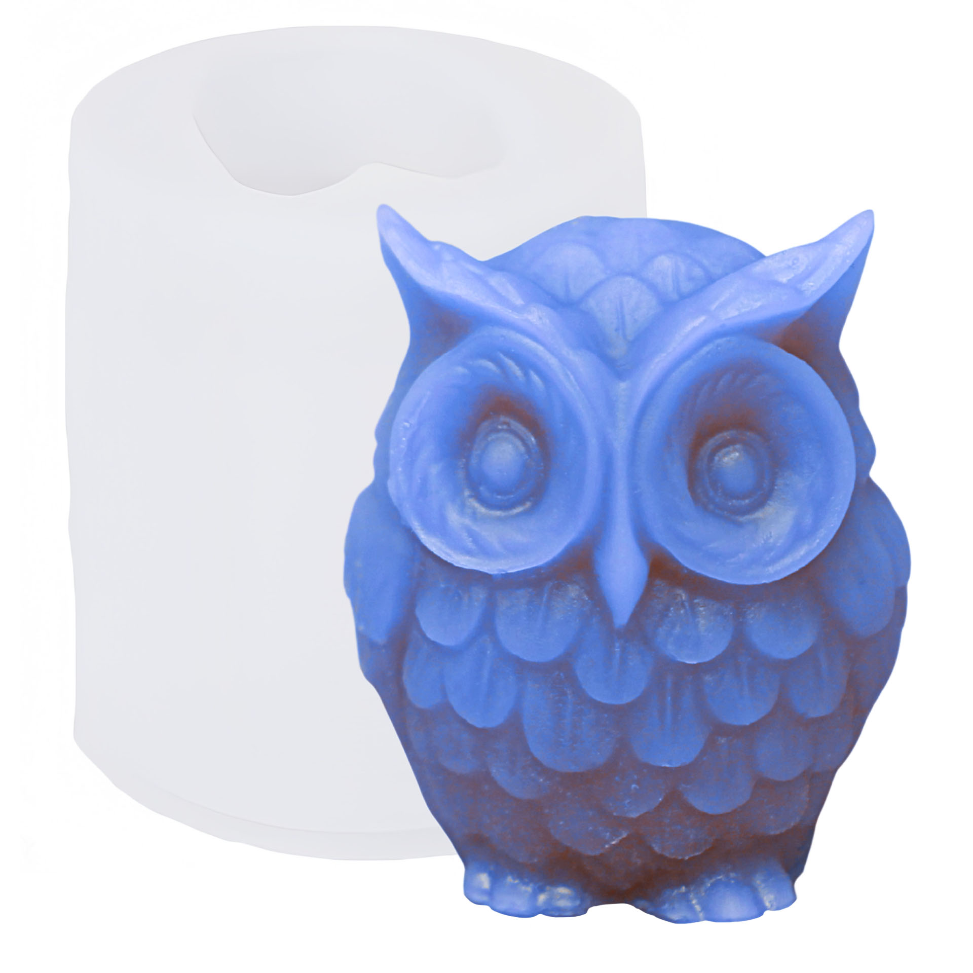 Candle mould – Owl with sample candle