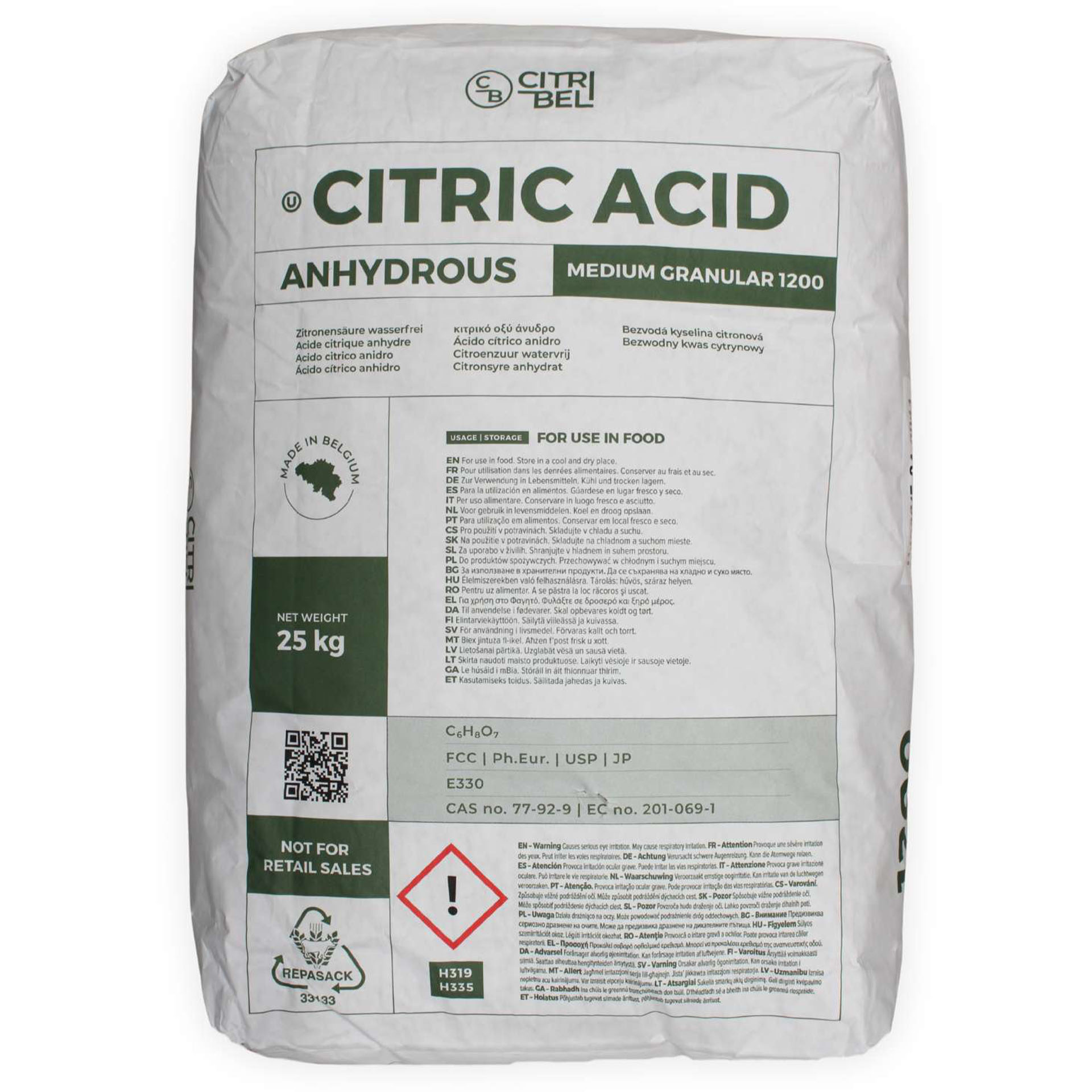 Citric Acid Anhydrous E330, 16 - 35 Mesh – European