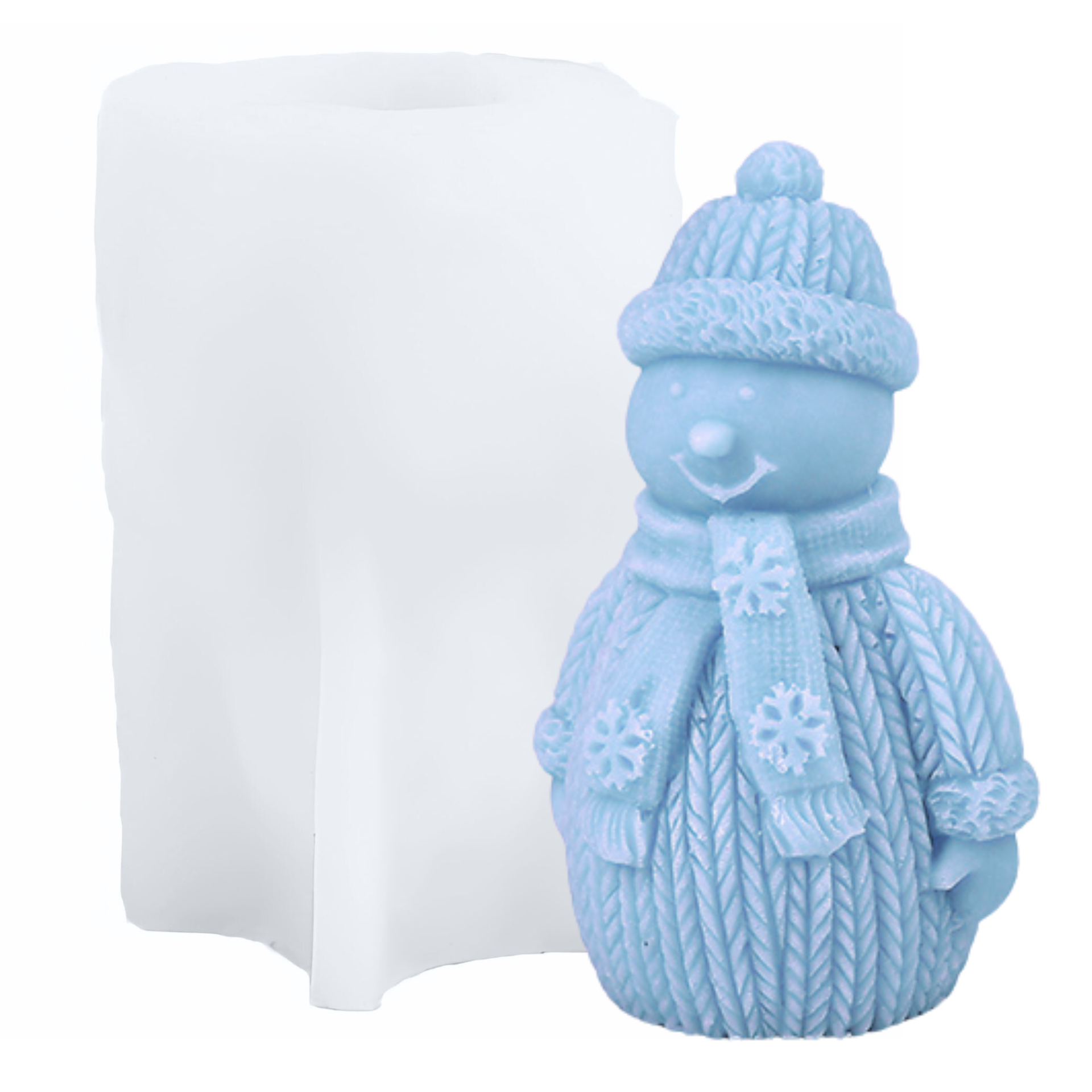 Snowman mould with sample candle