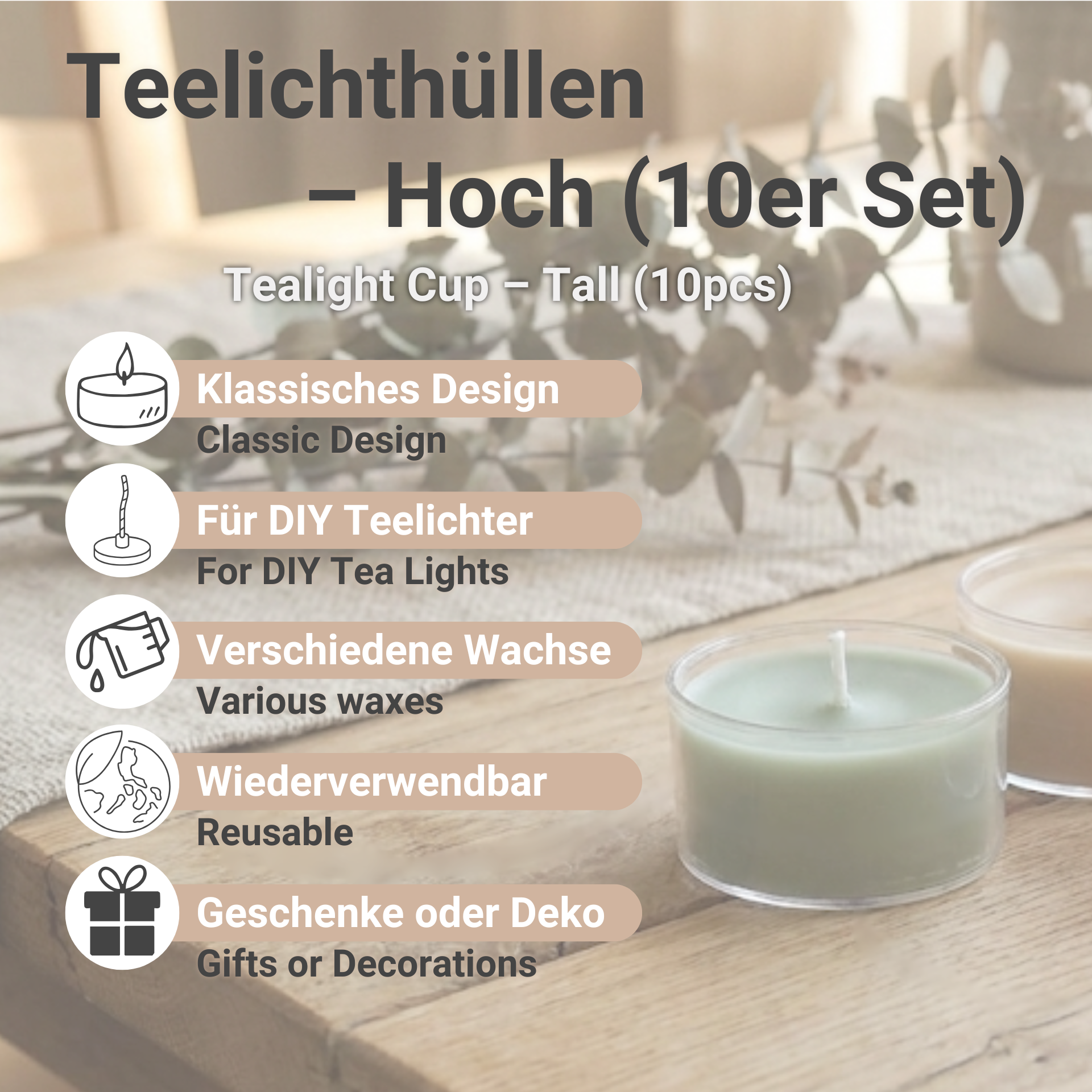 Tealight Cup – Tall (10pcs)