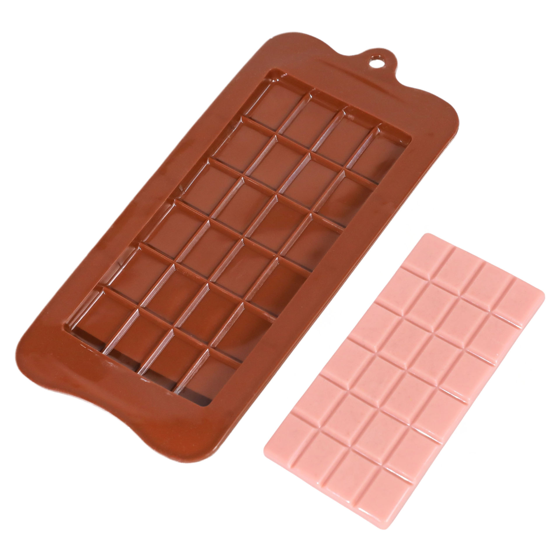 Block chocolate mould with sample chocolate