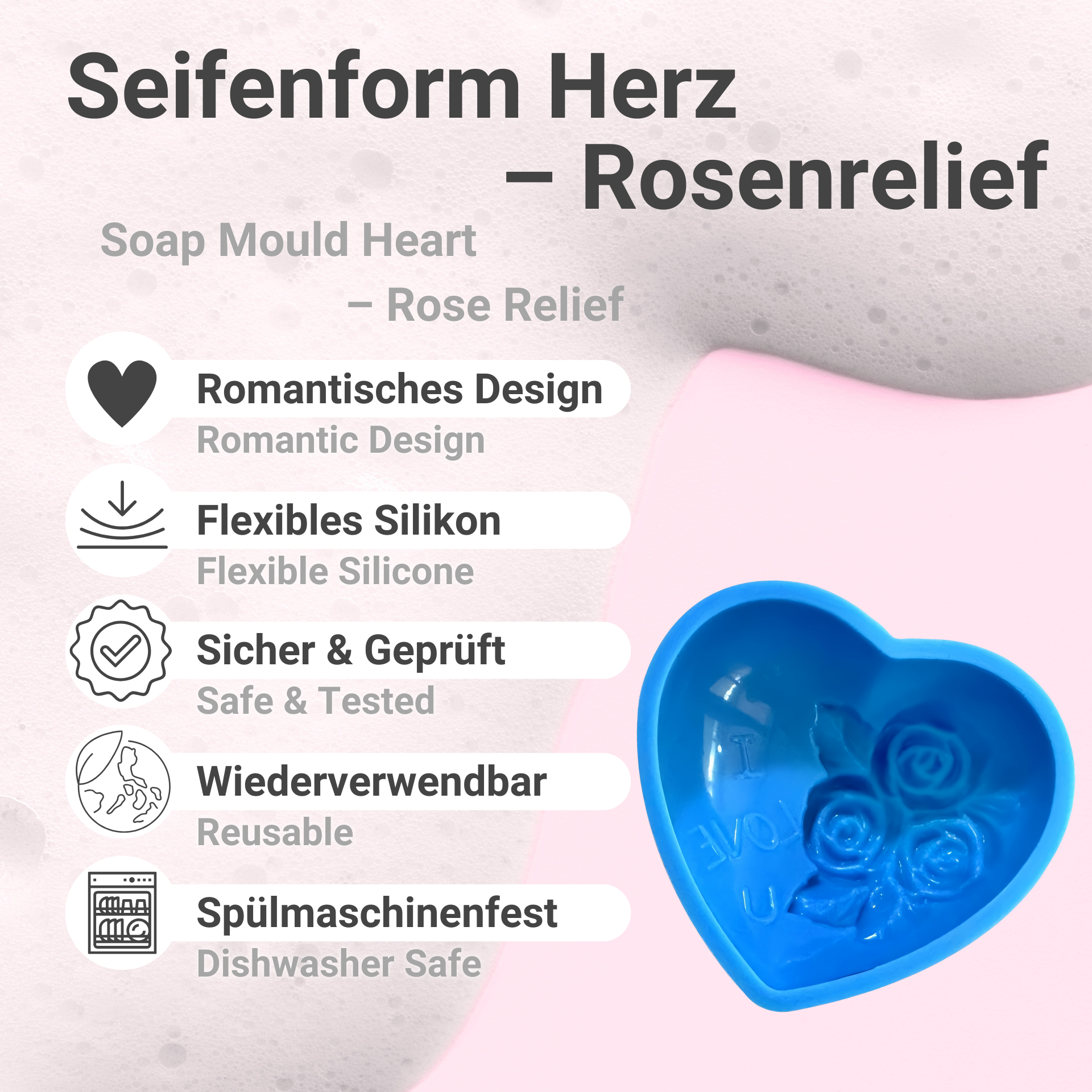 Heart Soap Mould – Rose Relief Benefits