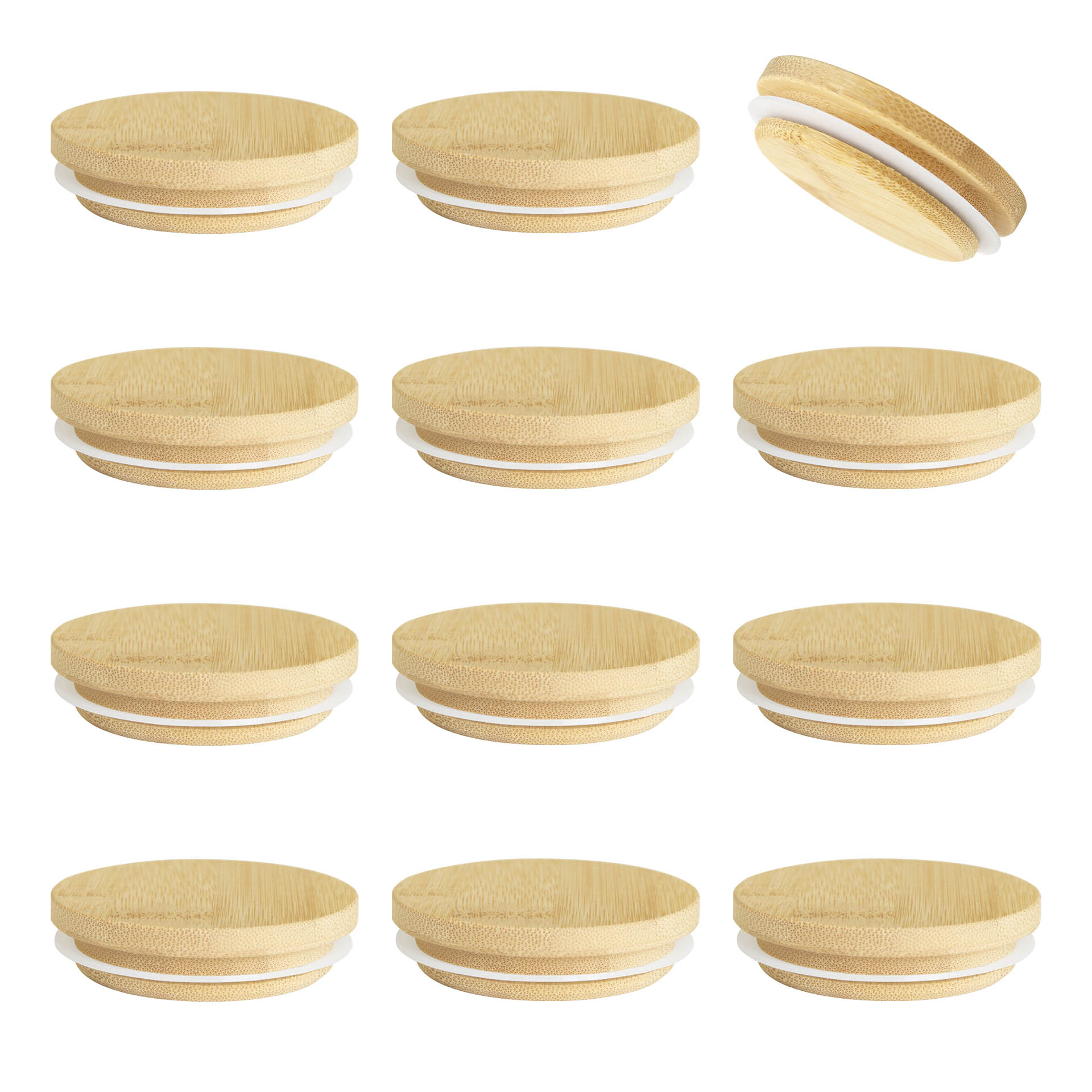 Bamboo Lid für Glass Candle Jar 200 ml 12 pieces