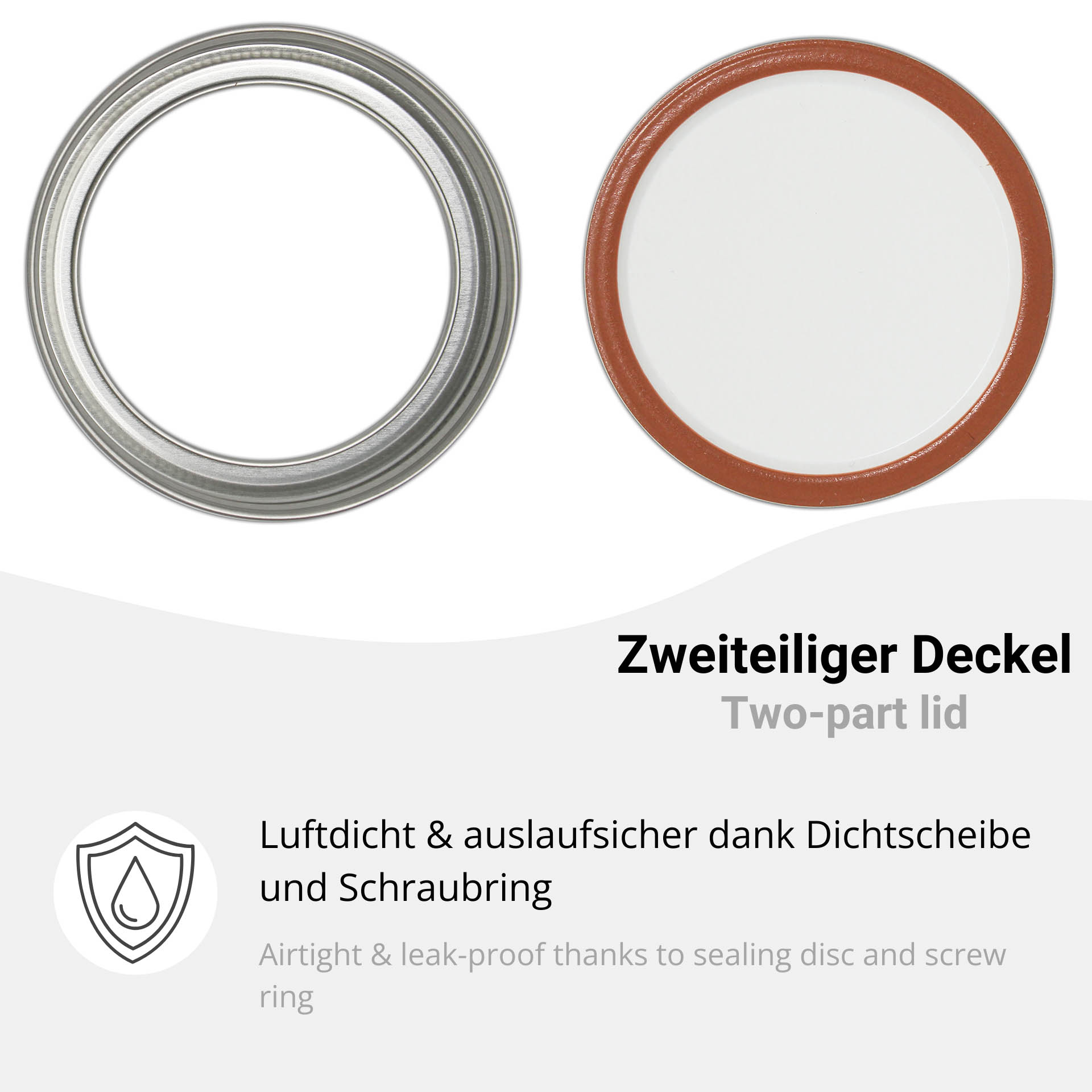 Mason Jar - Einmachglas mit 2-teiligem Deckel 1000 ml