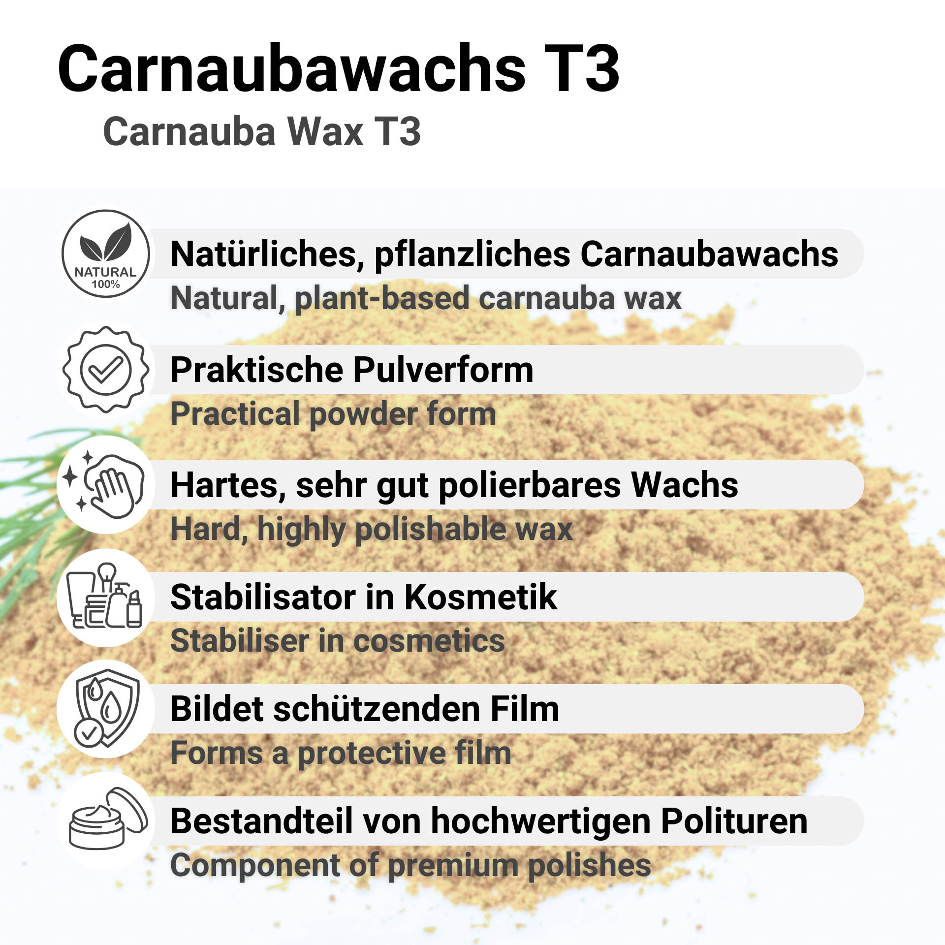 Carnauba Wax T3 Light Fat Grey Powder