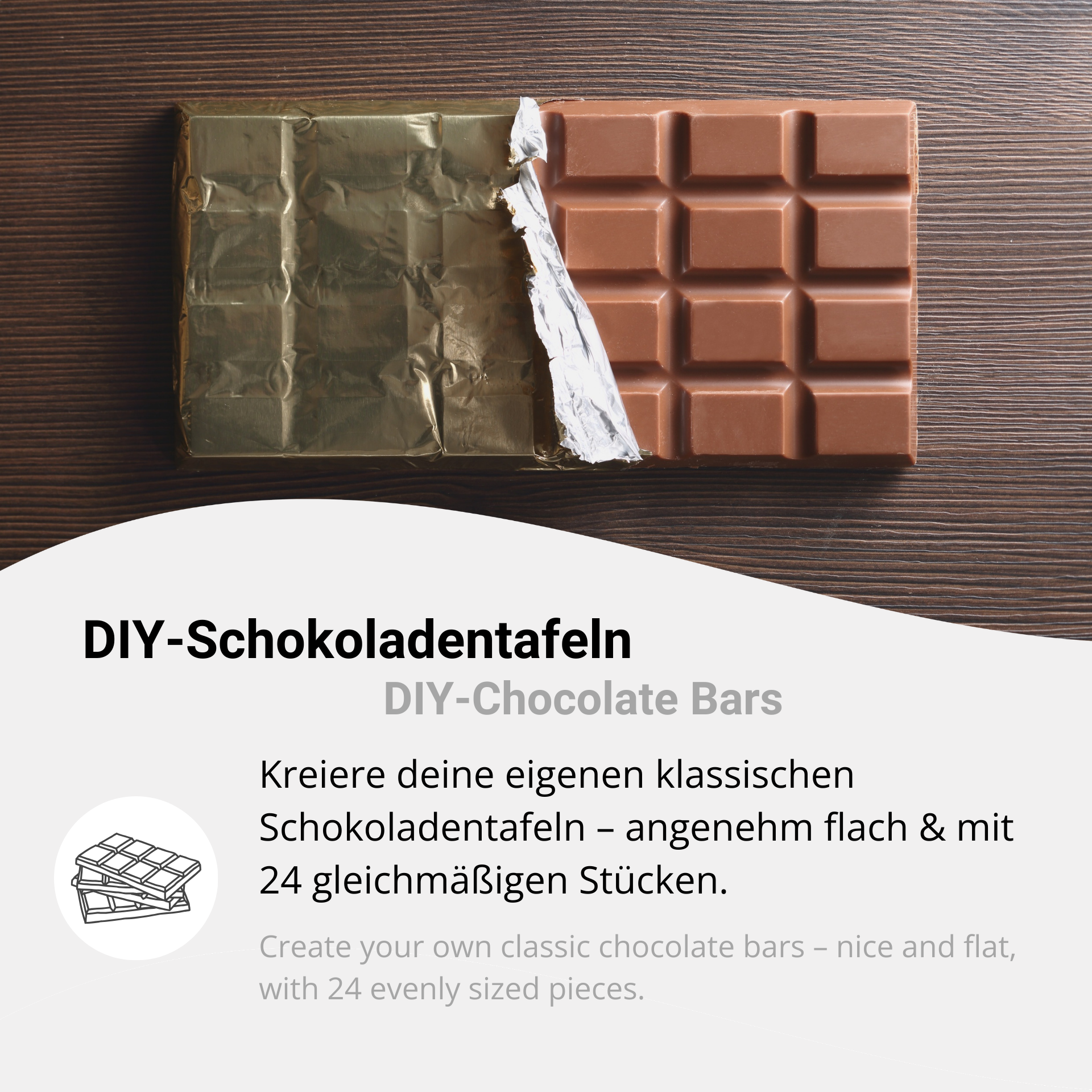 Homemade chocolate made frome the block chocolate mould