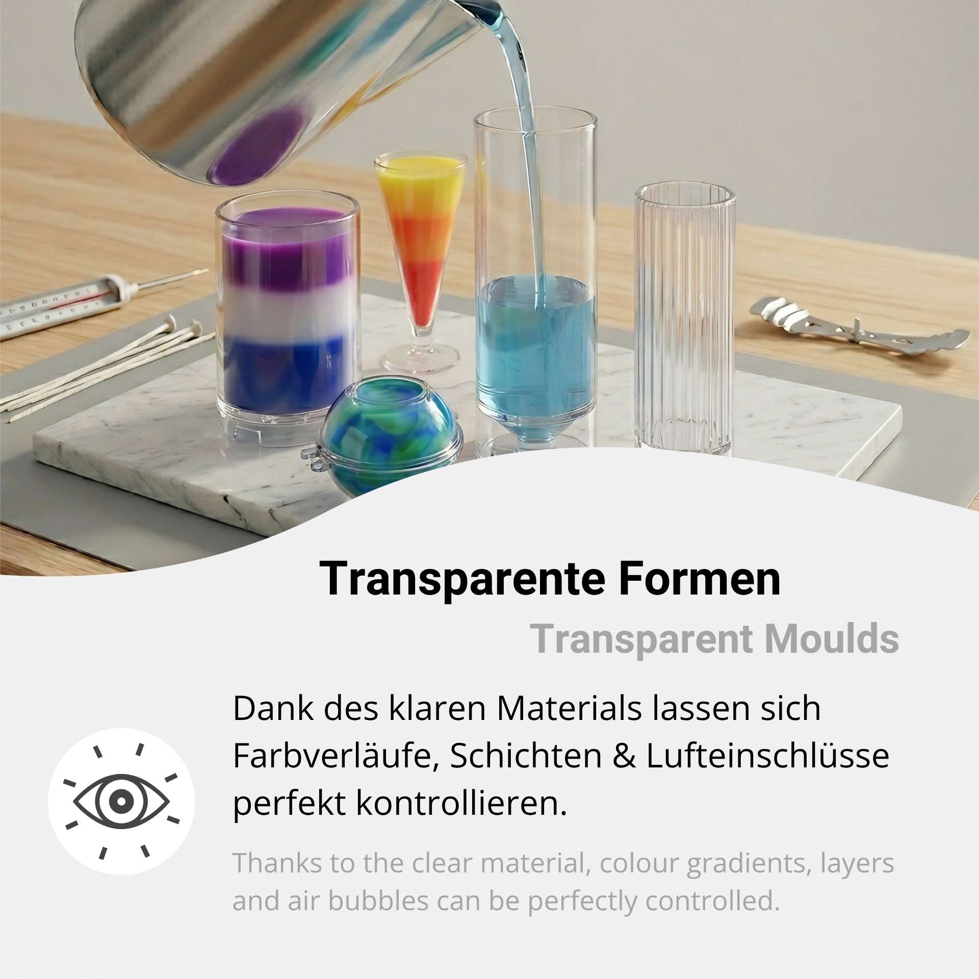 Transparent candle moulds