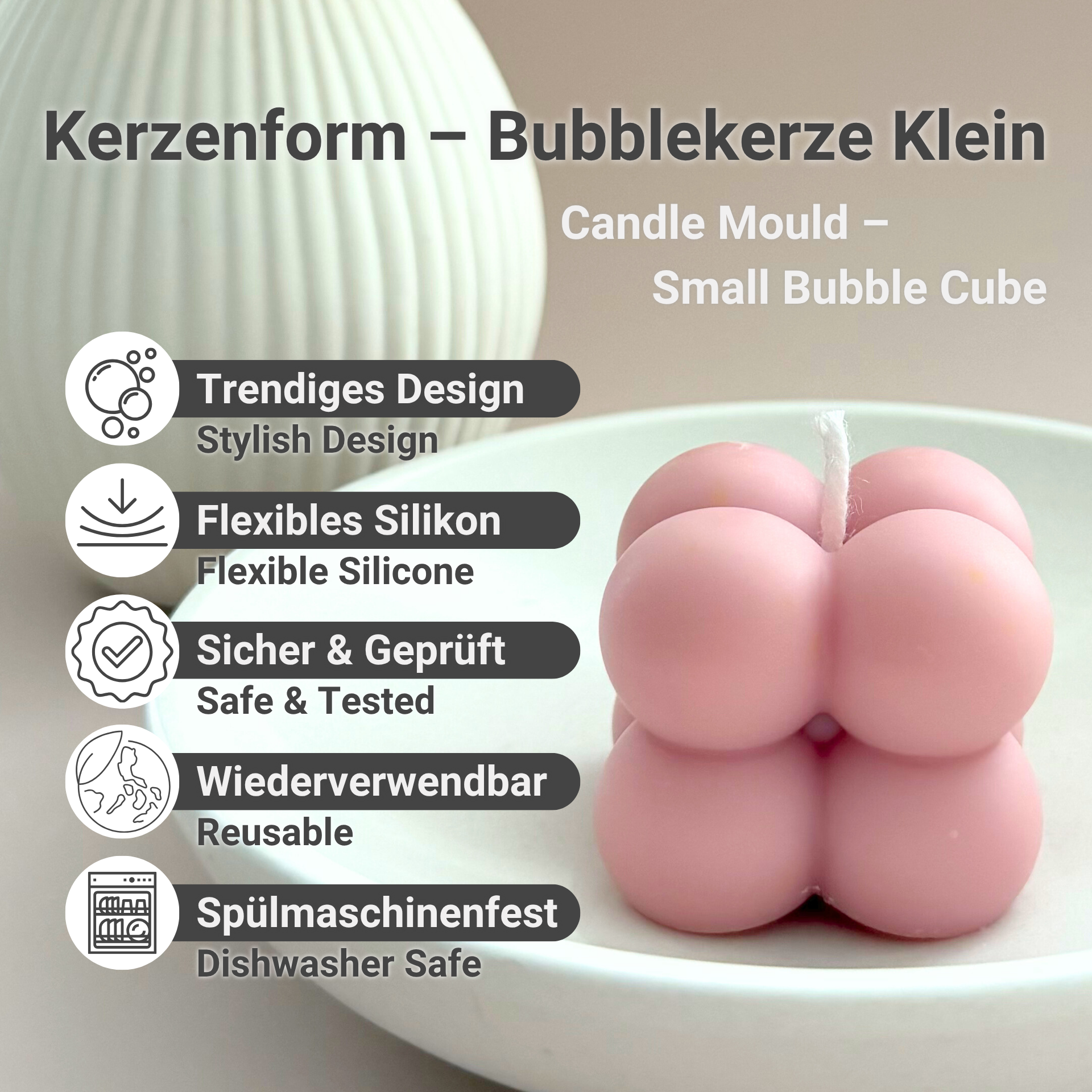 Vorteile unserer Bubblekerze Klein Kerzenform