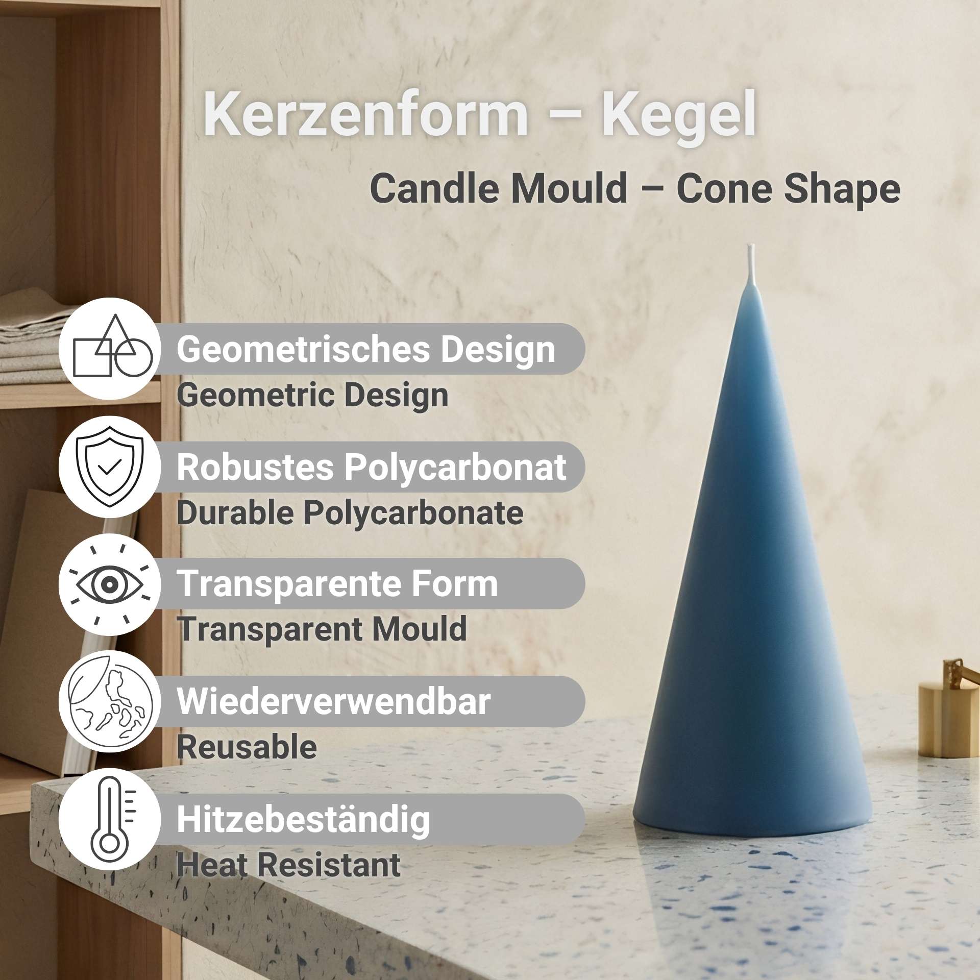 Benefits of our cone-shaped candle mould