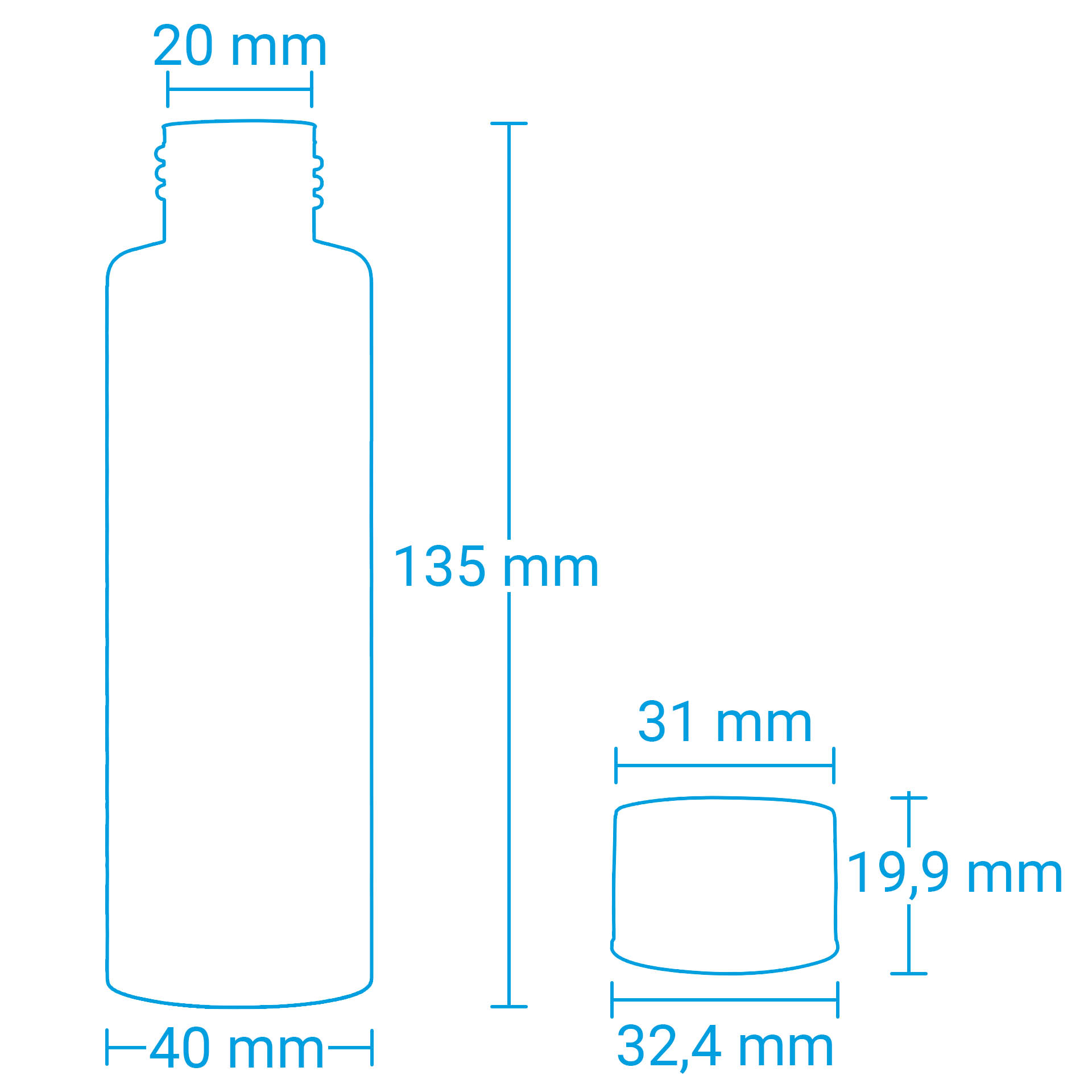 Leerflasche Weiß mit Deckel 125 ml