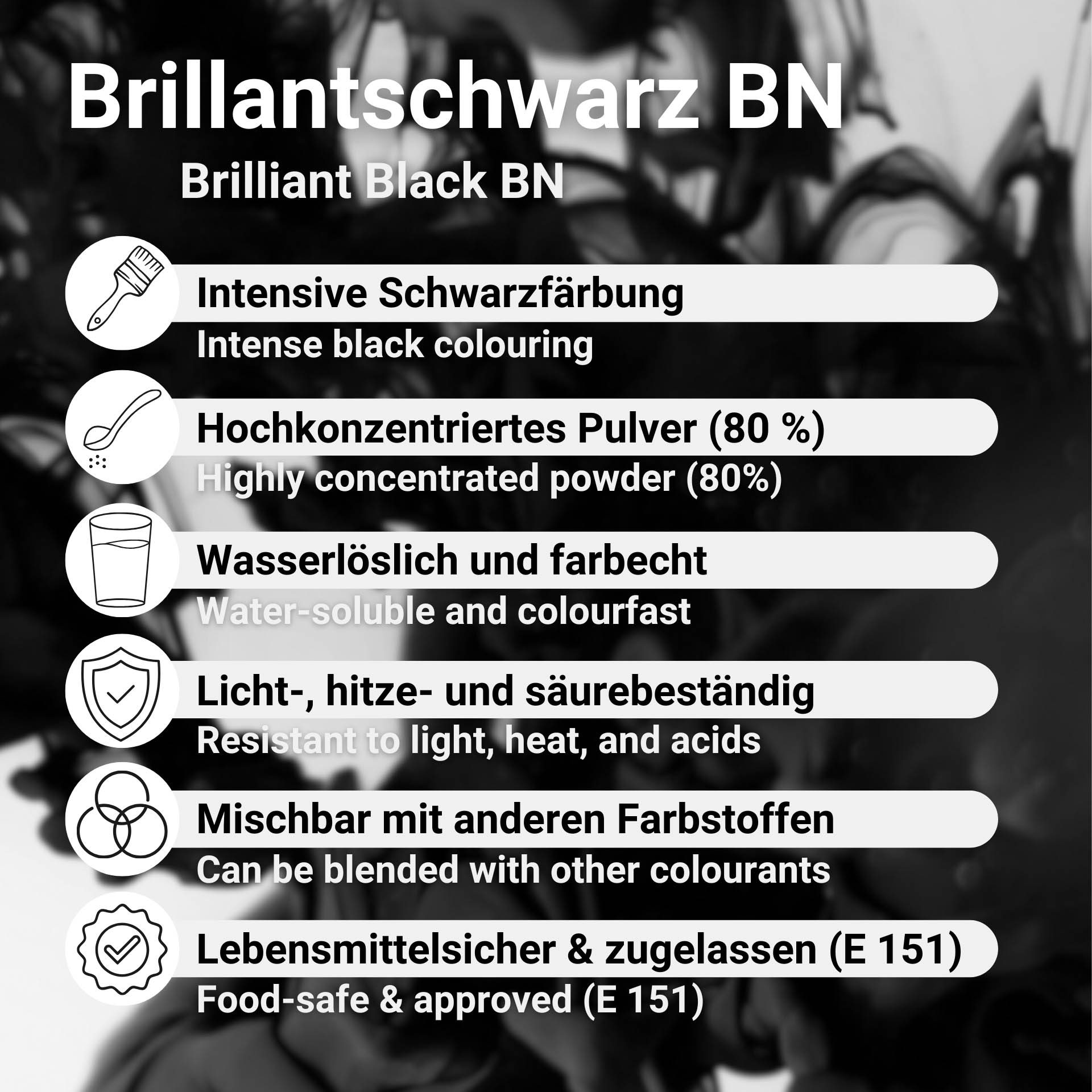 Brillantschwarz BN Lebensmittelfarbe Schwarz - E 151
