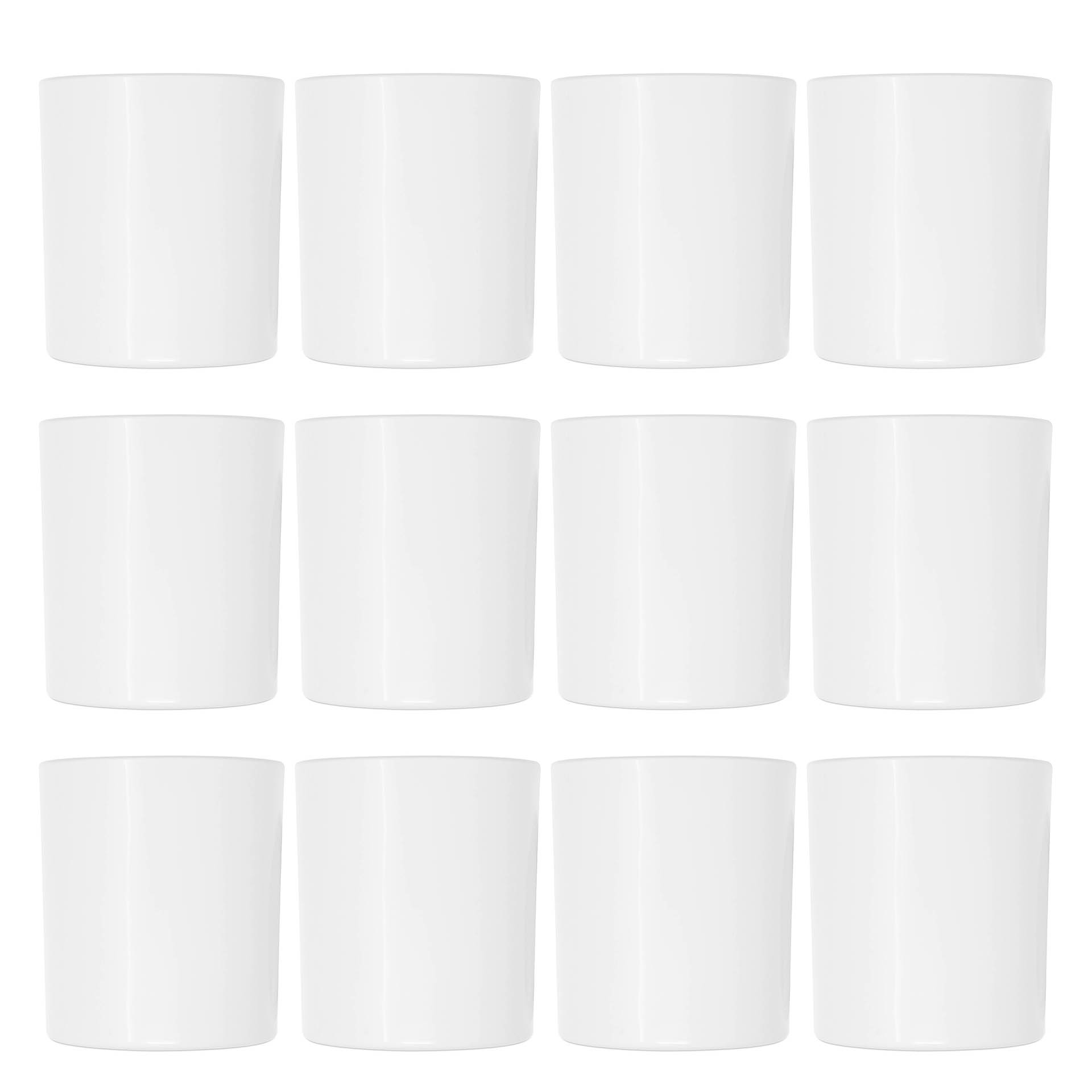 Glass Candle Jar White Glossy 300 ml 12 pieces
