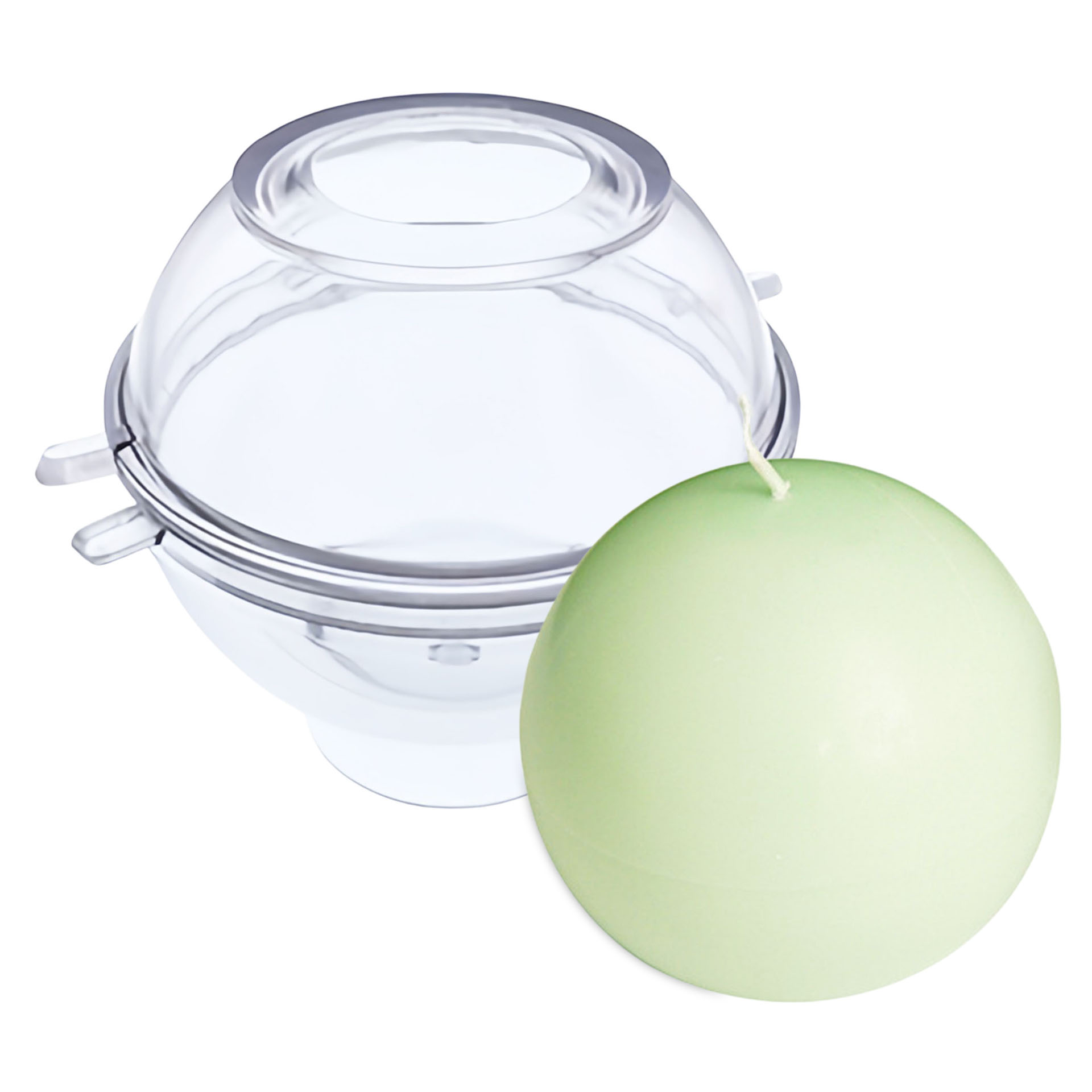 Spherical candle mould with sample candle
