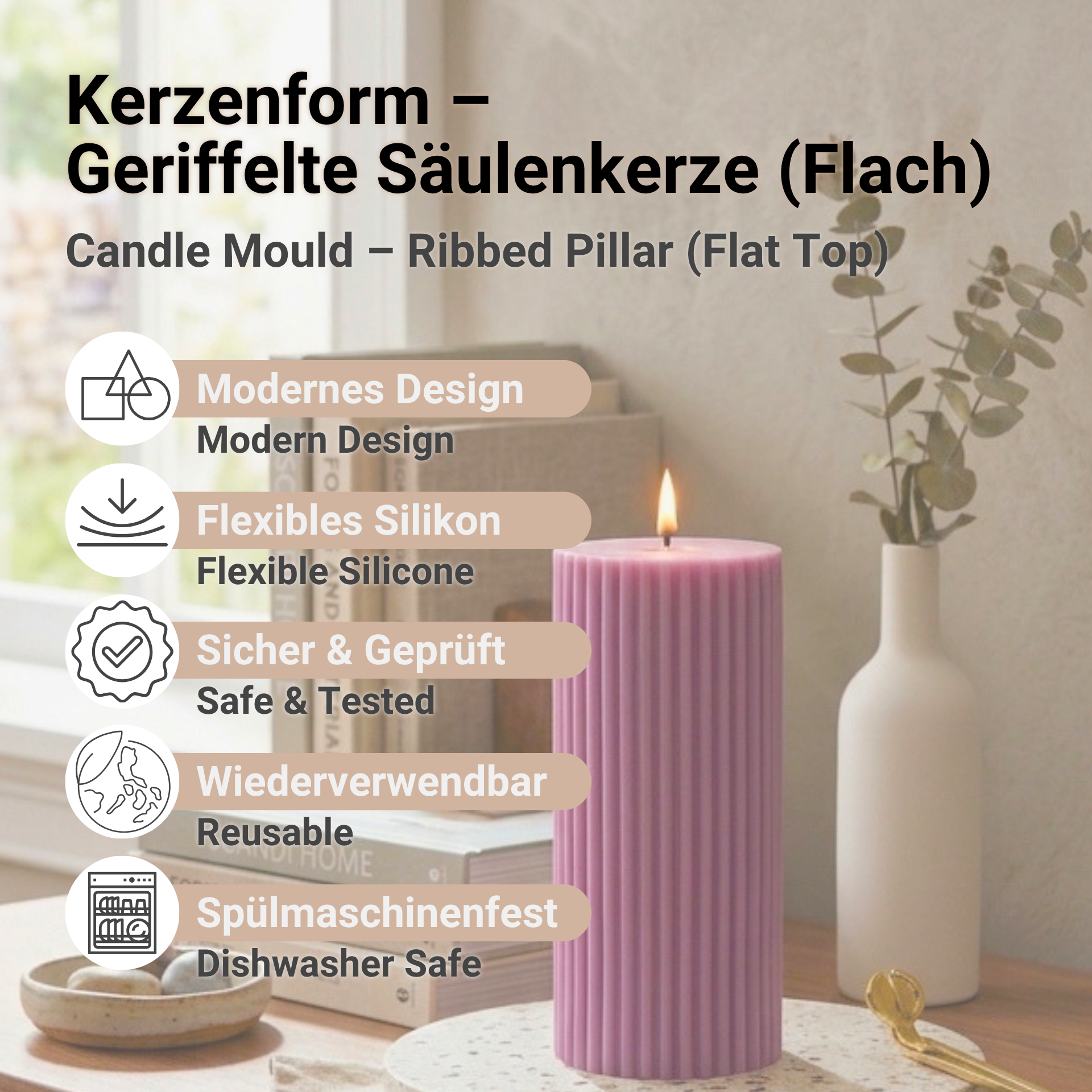 Advantages of our fluted pillar candle (flat) mould
