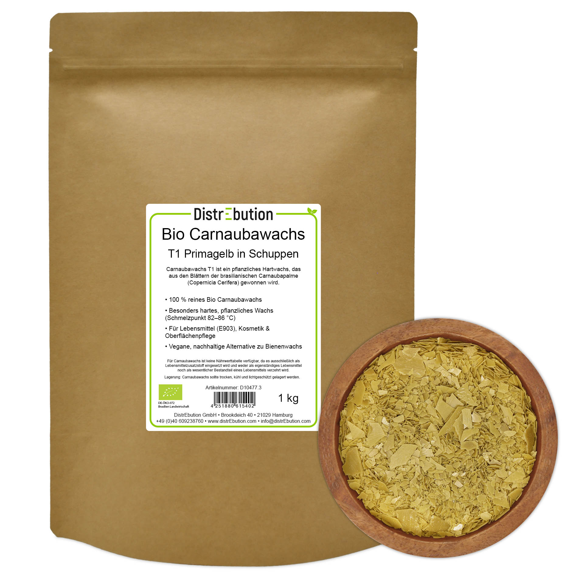Organic Carnauba Wax T1 Prime Yellow Flakes – Food Grade (E 903)