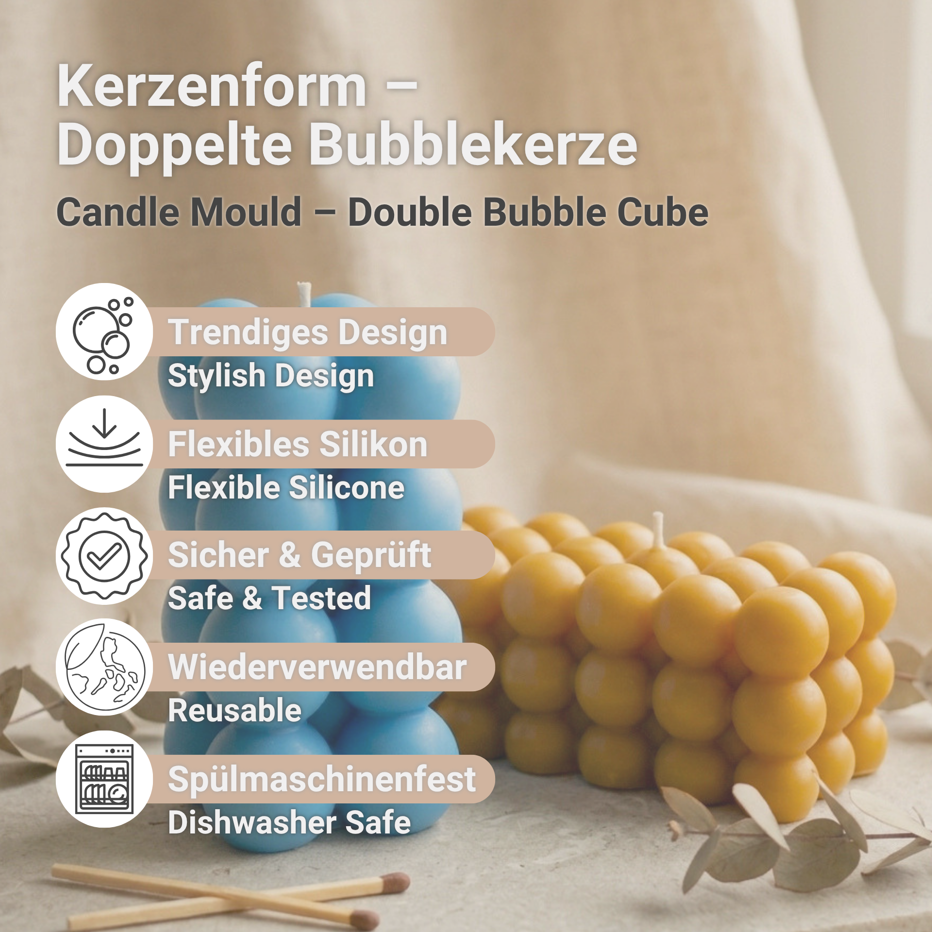 Vorteile unserer doppelten Bubblekerze Kerzenform