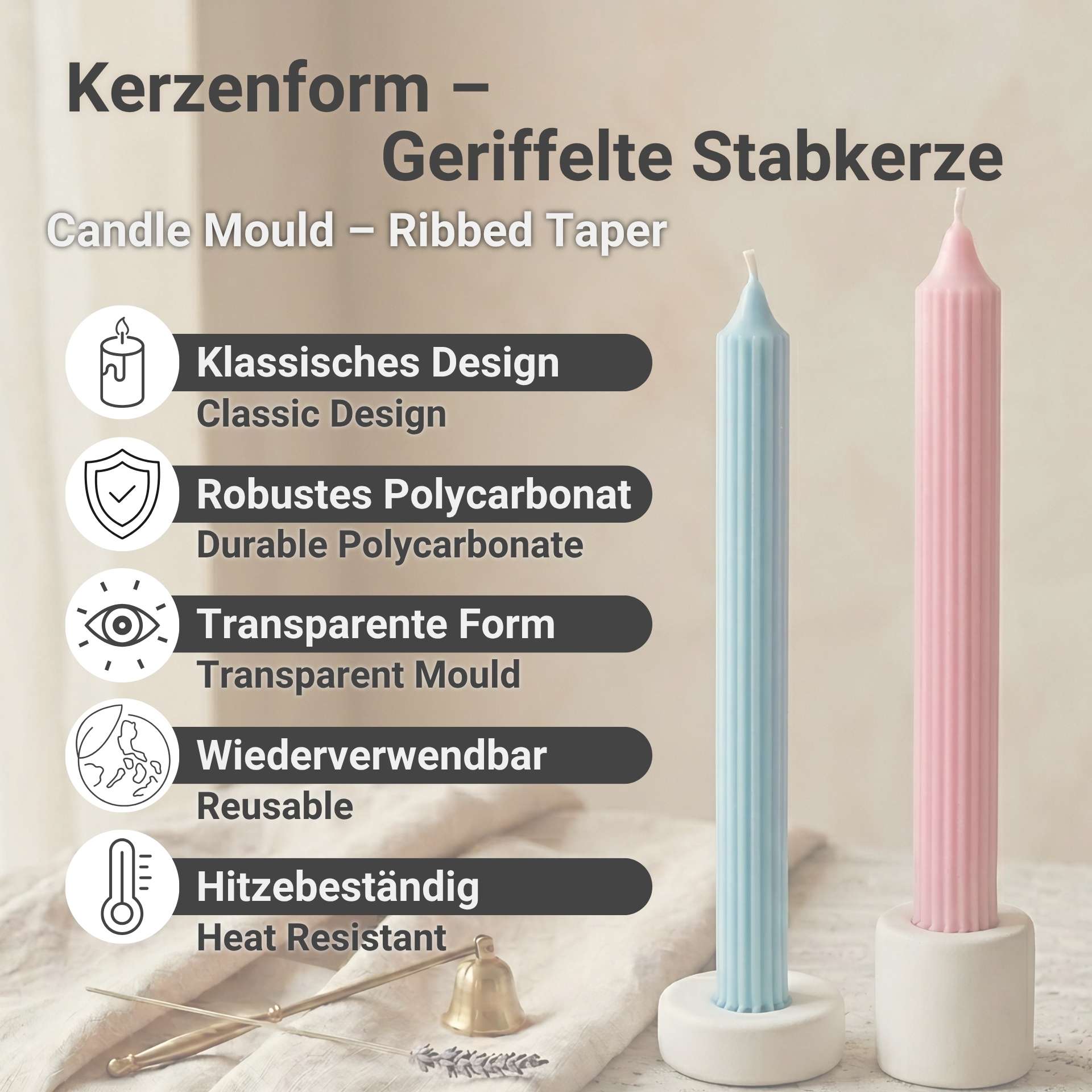 Advantages of our ribbed taper candle mould