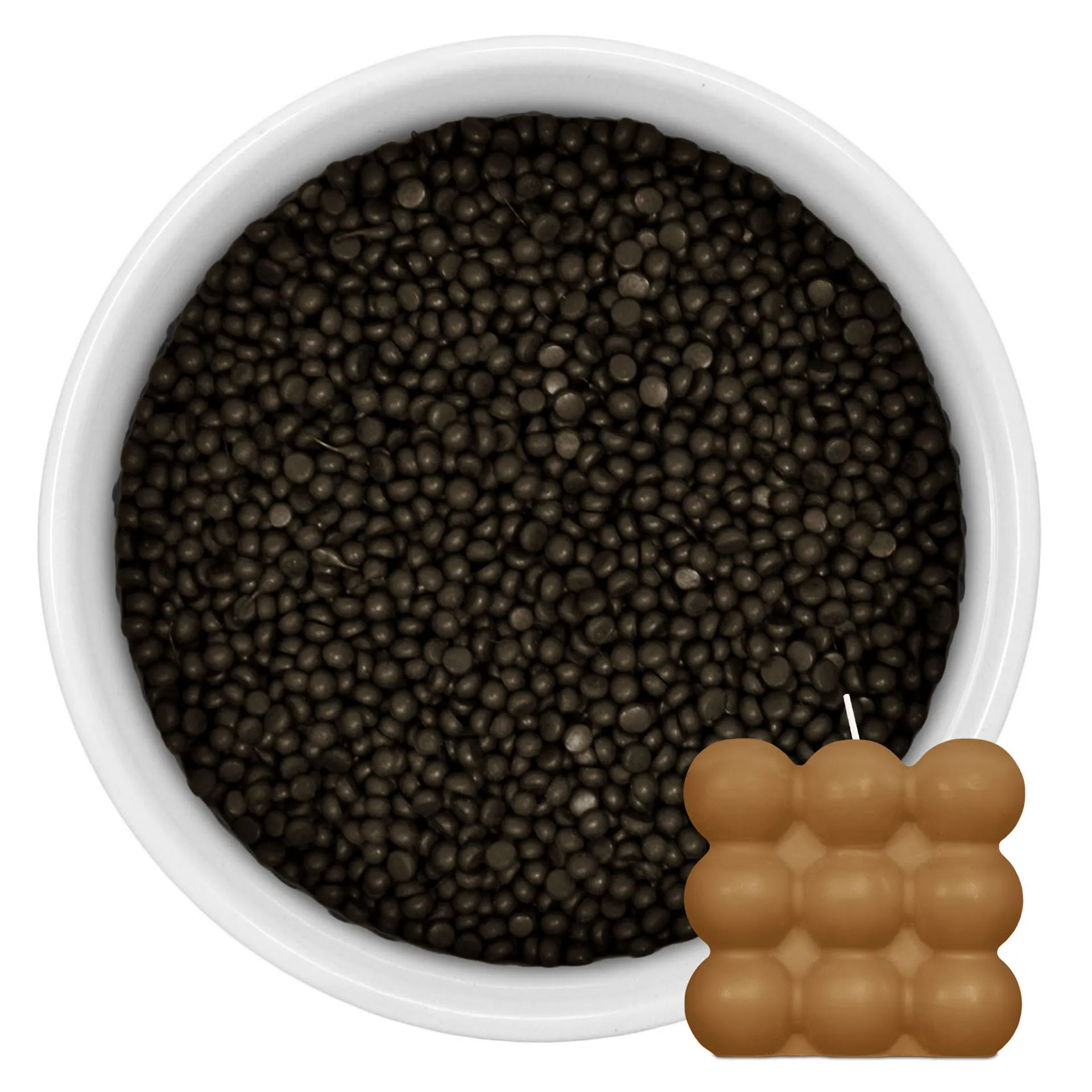 brown pastilles and example candle
