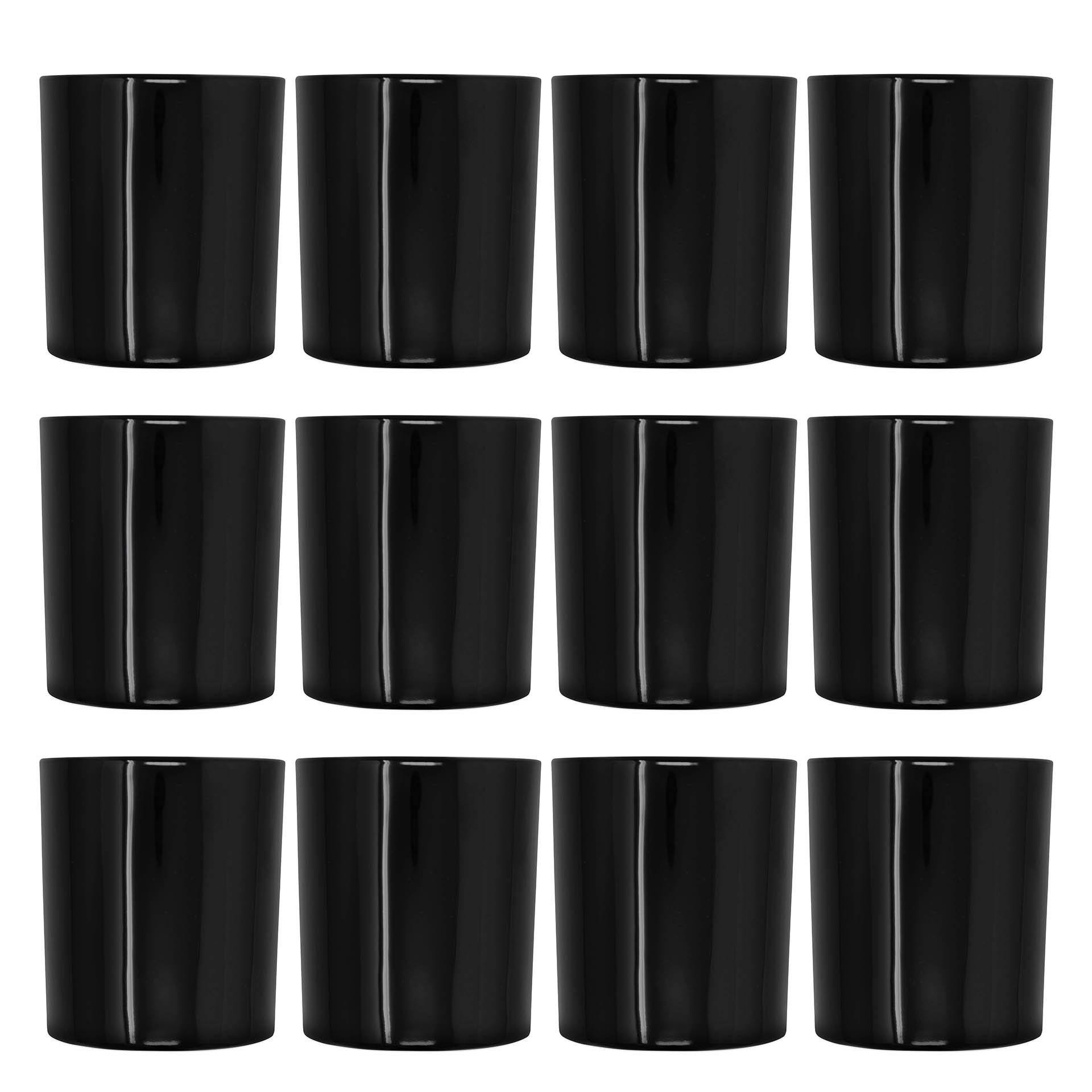 Glass Candle Jar Black Glossy 300 ml 12 pieces