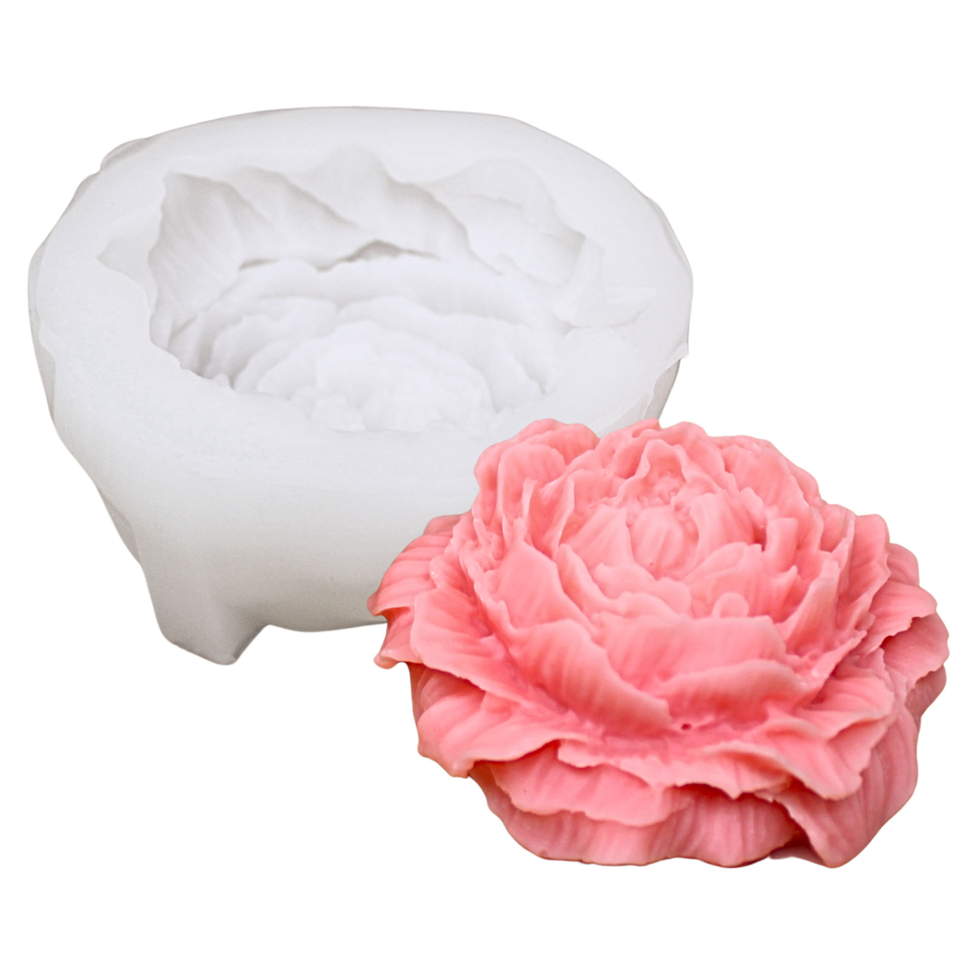 Candle mould peony flower with sample candle
