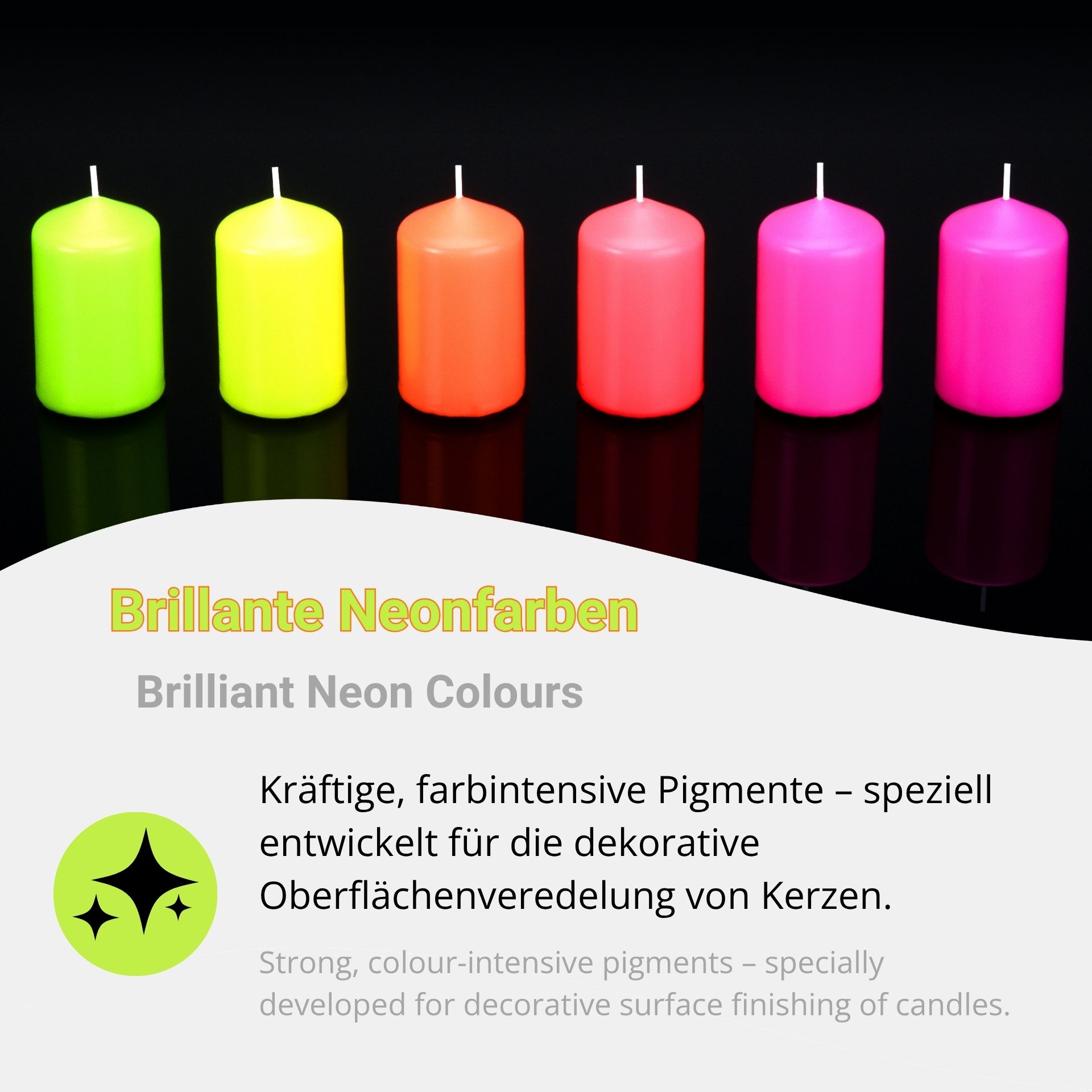 Neon candle colours for dipping