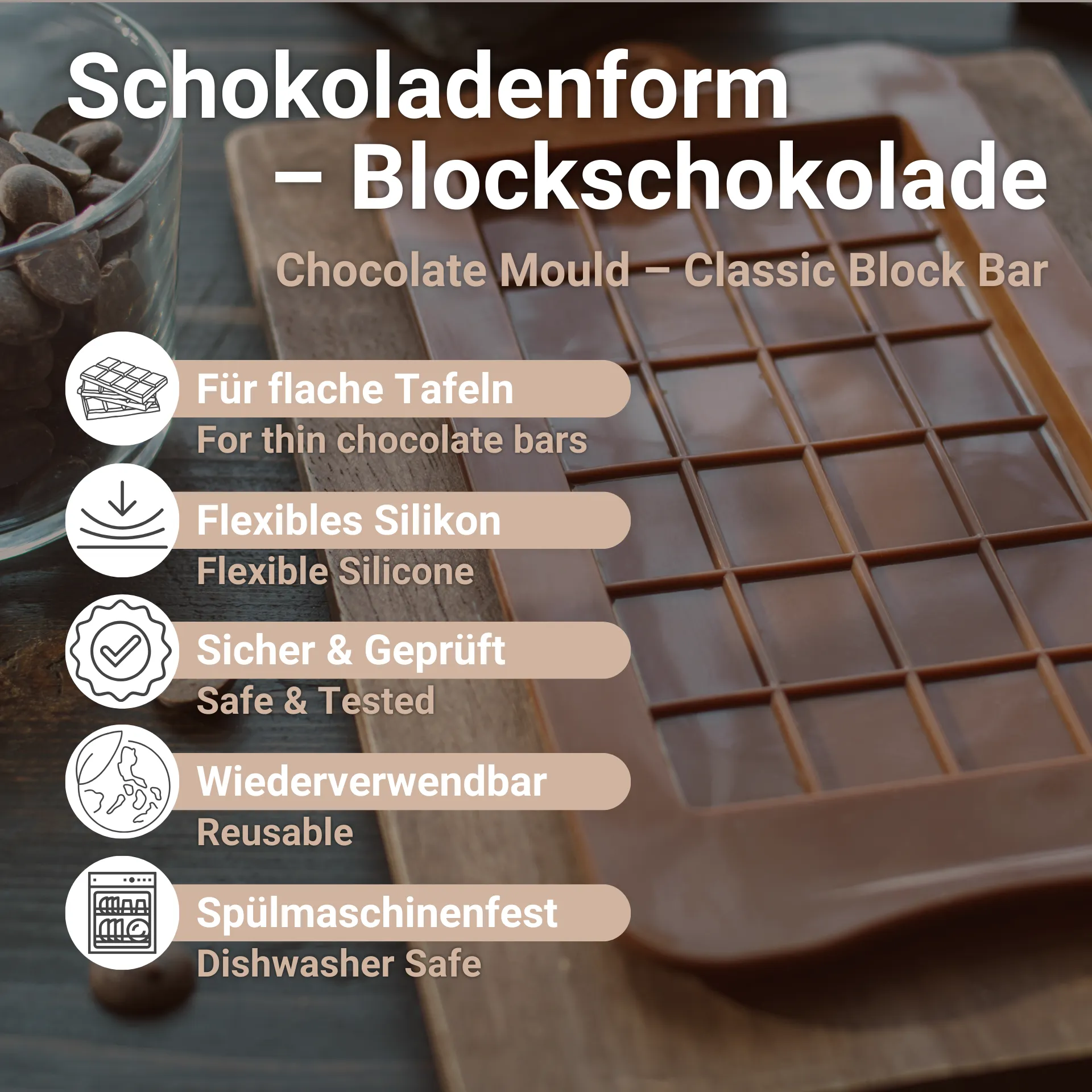 Silikonform Blockschokolade ▻ Form kaufen