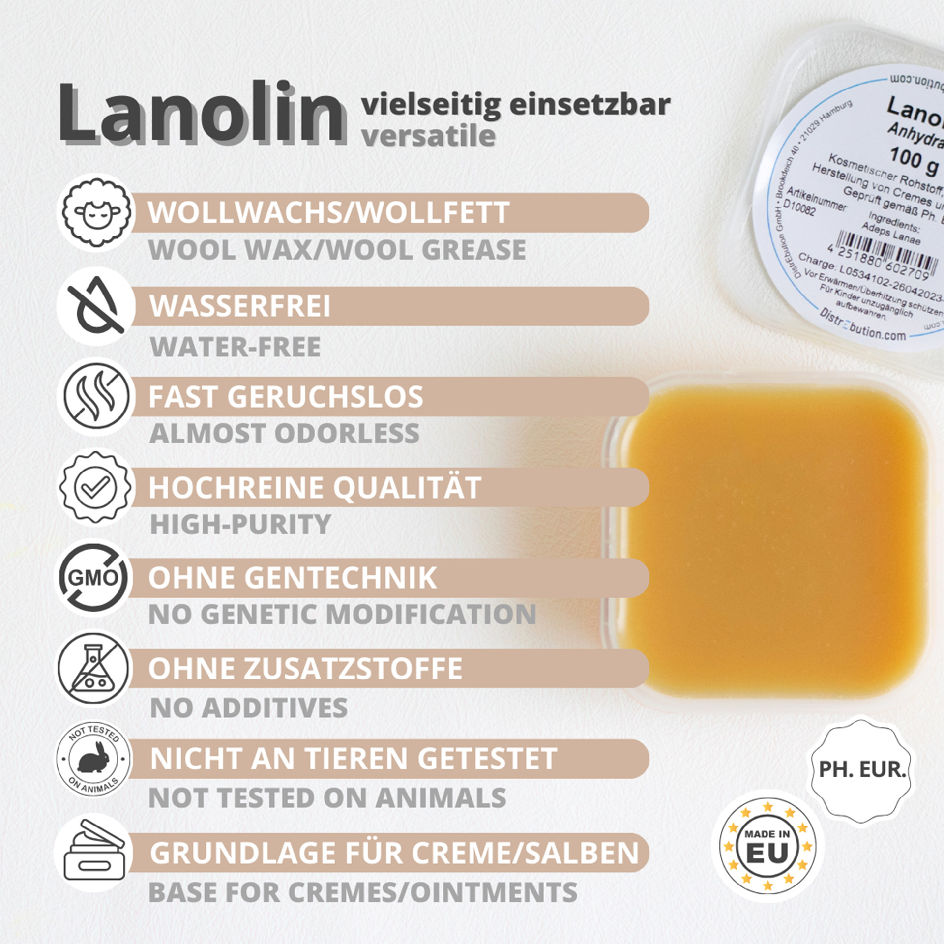 Lanolin Anhydrous Pharmaceutical Grade