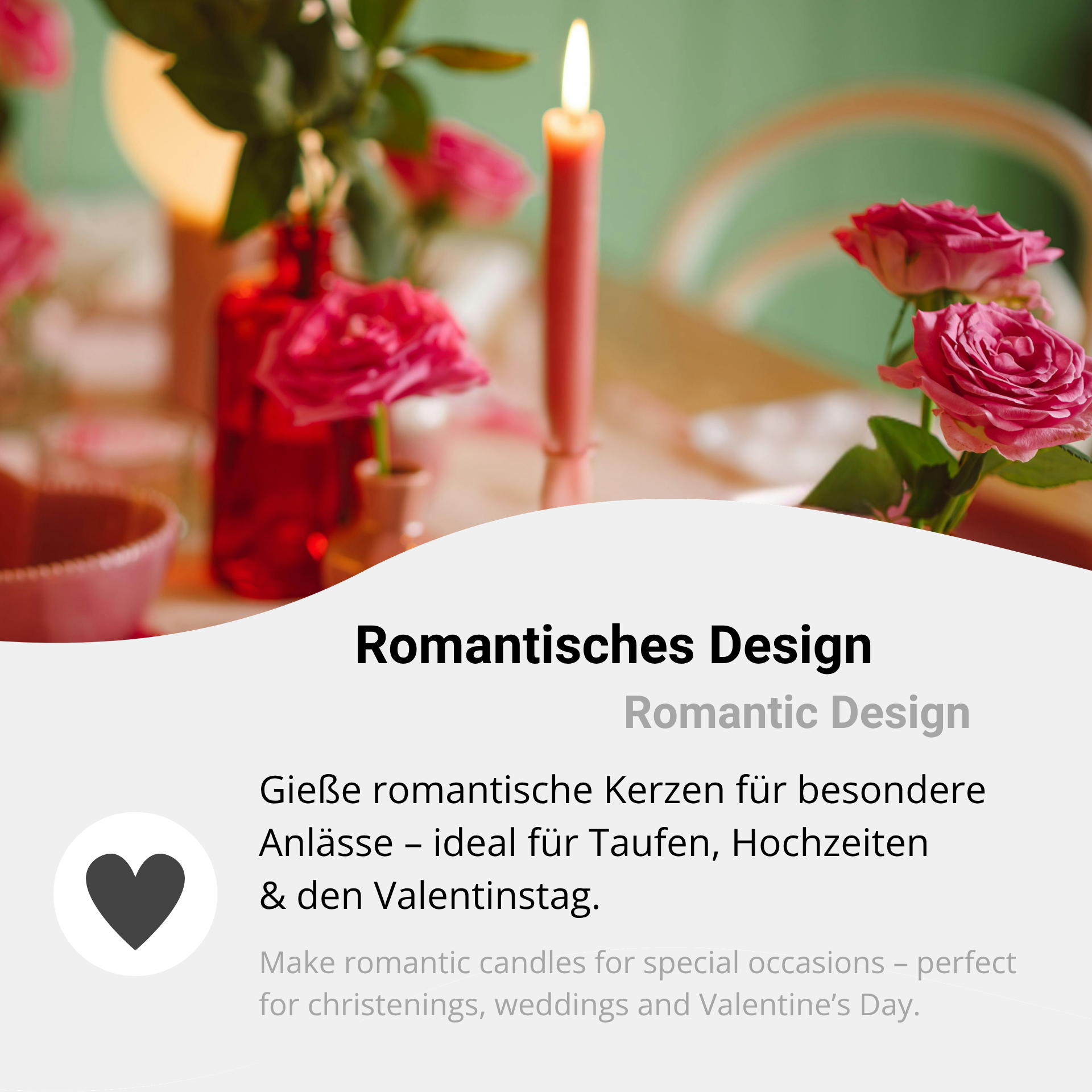 Candle mould with a romantic design