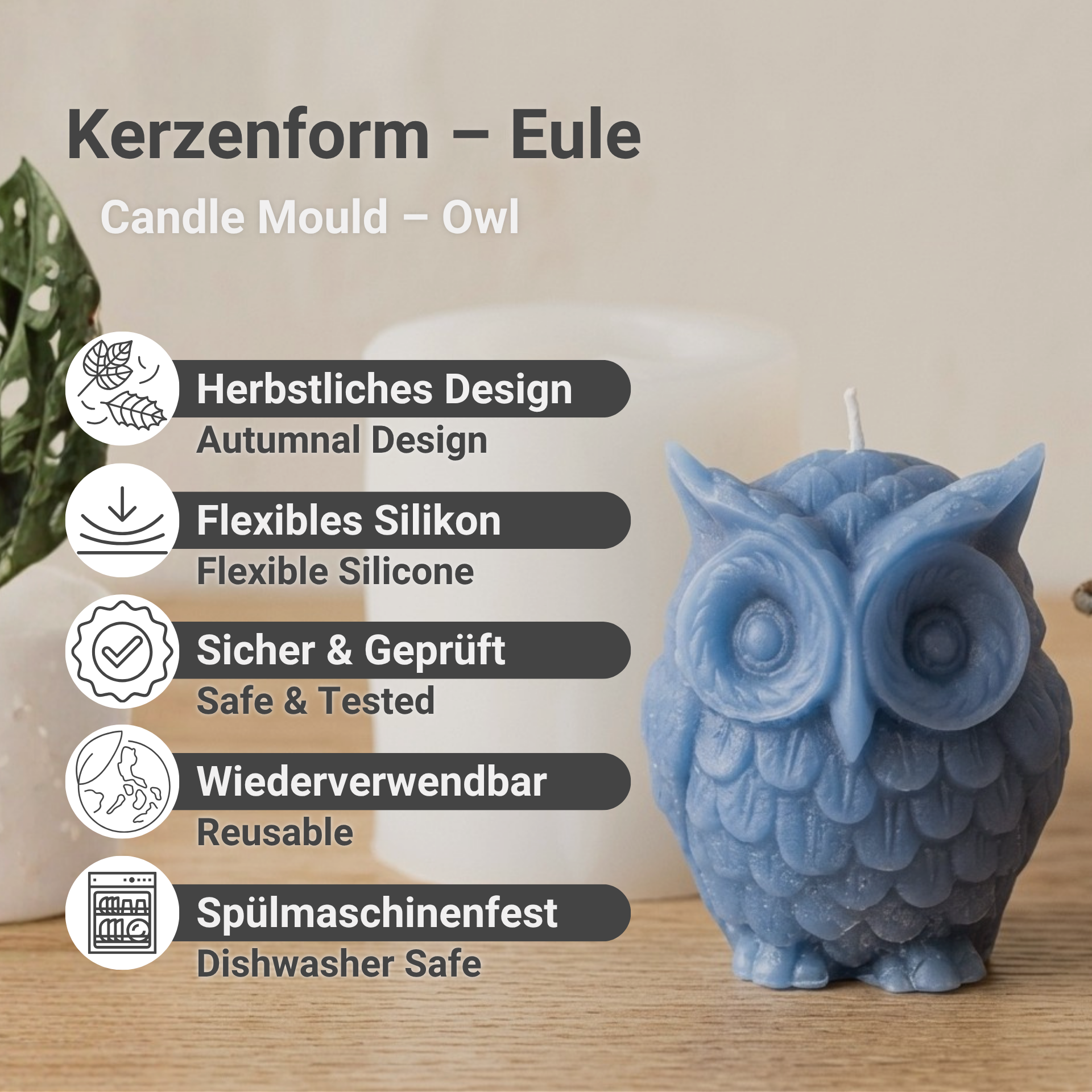 Vorteile unserer Eulen Kerzenform