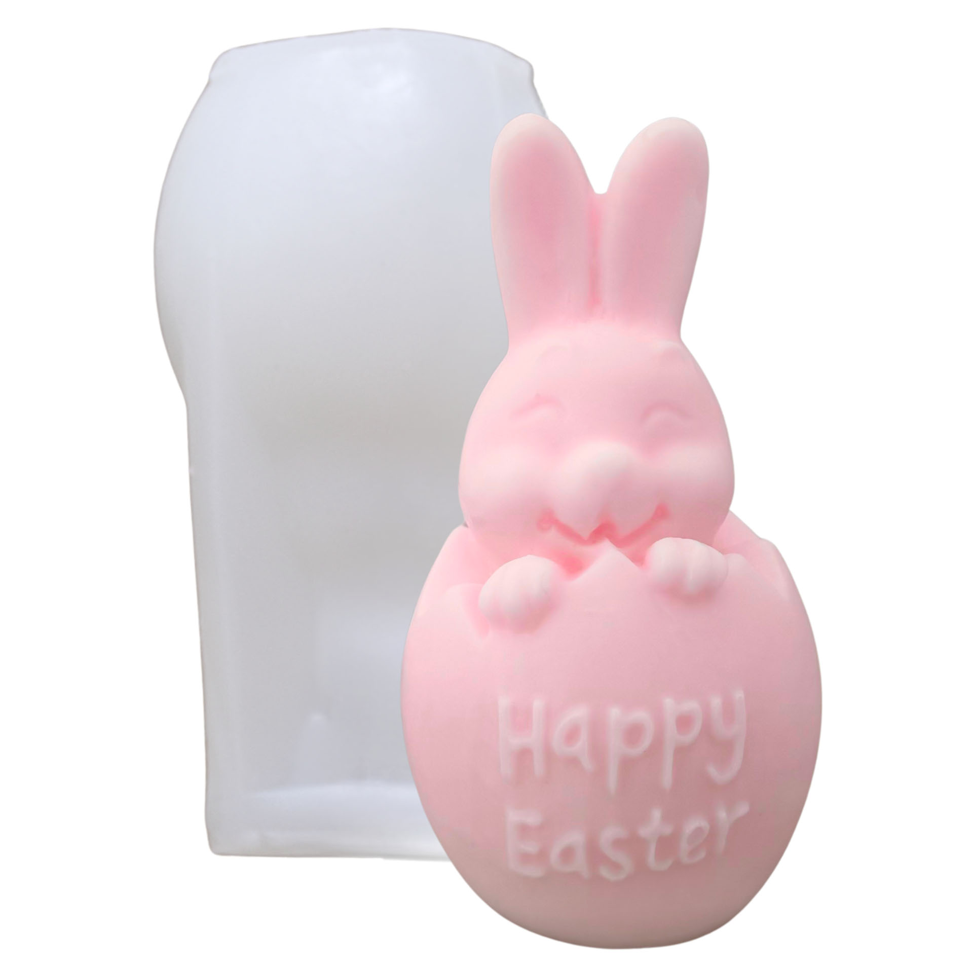 Candle mould rabbit in Easter egg with sample candle