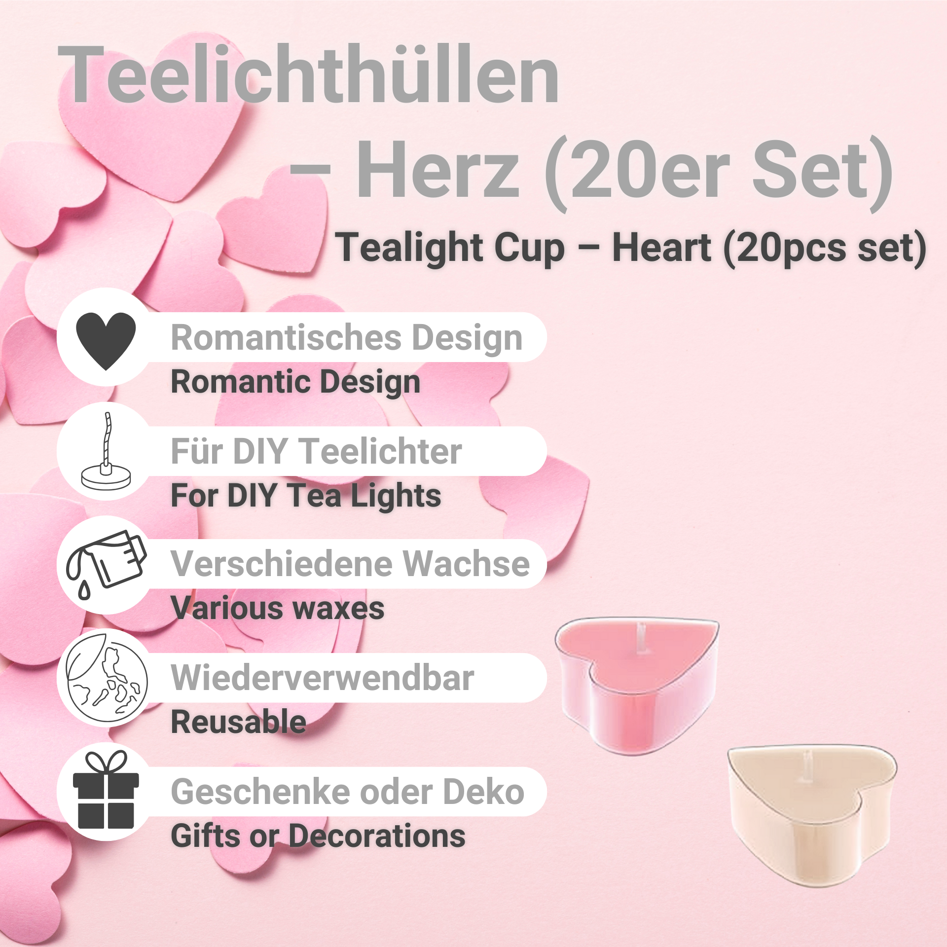 Tealight Cup – Heart (20pcs)