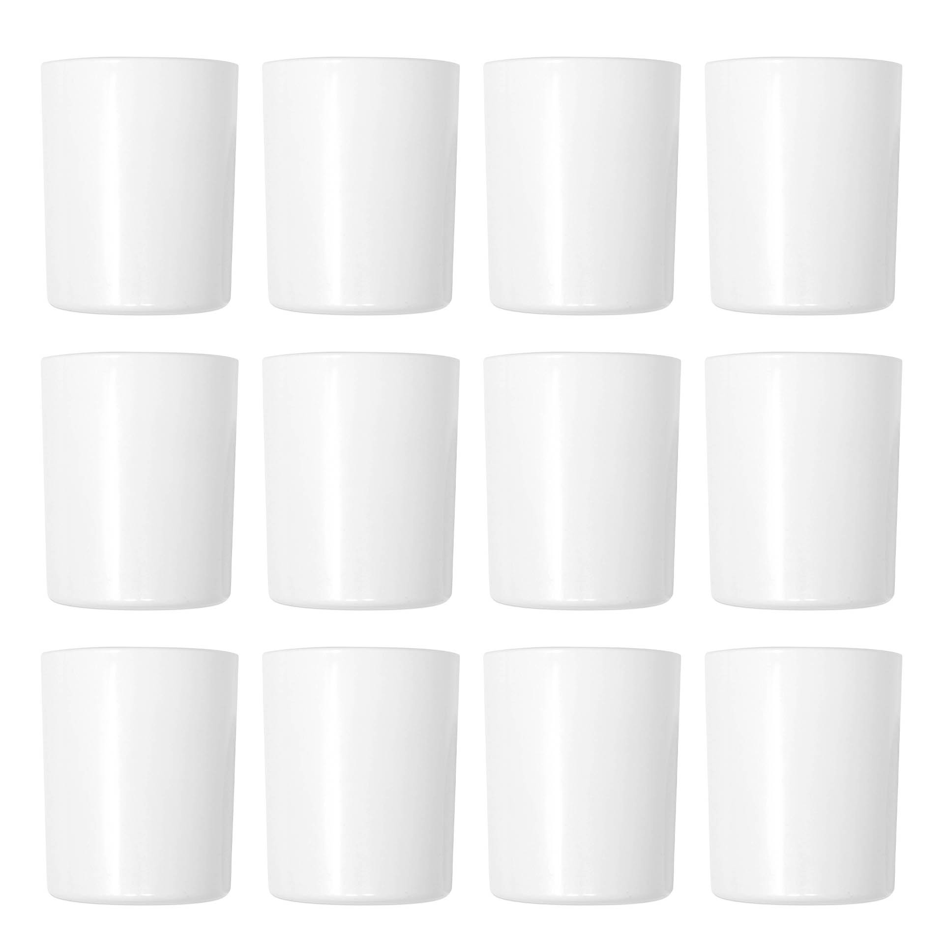 Glass Candle Jar White Glossy 200 ml 12 pieces