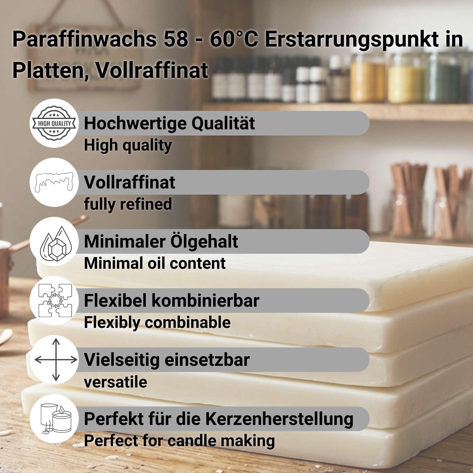 Paraffin wax in slabs, fully refined, 58 - 60 °C