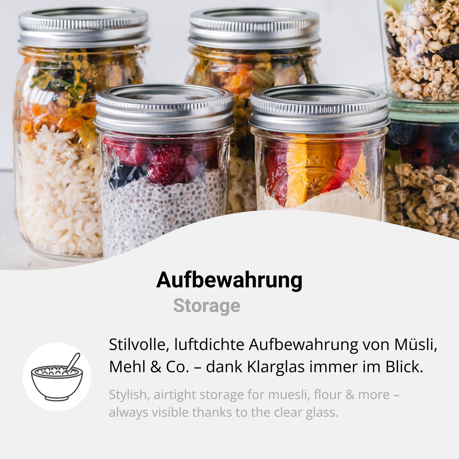Mason Jar - Einmachglas mit 2-teiligem Deckel 1000 ml