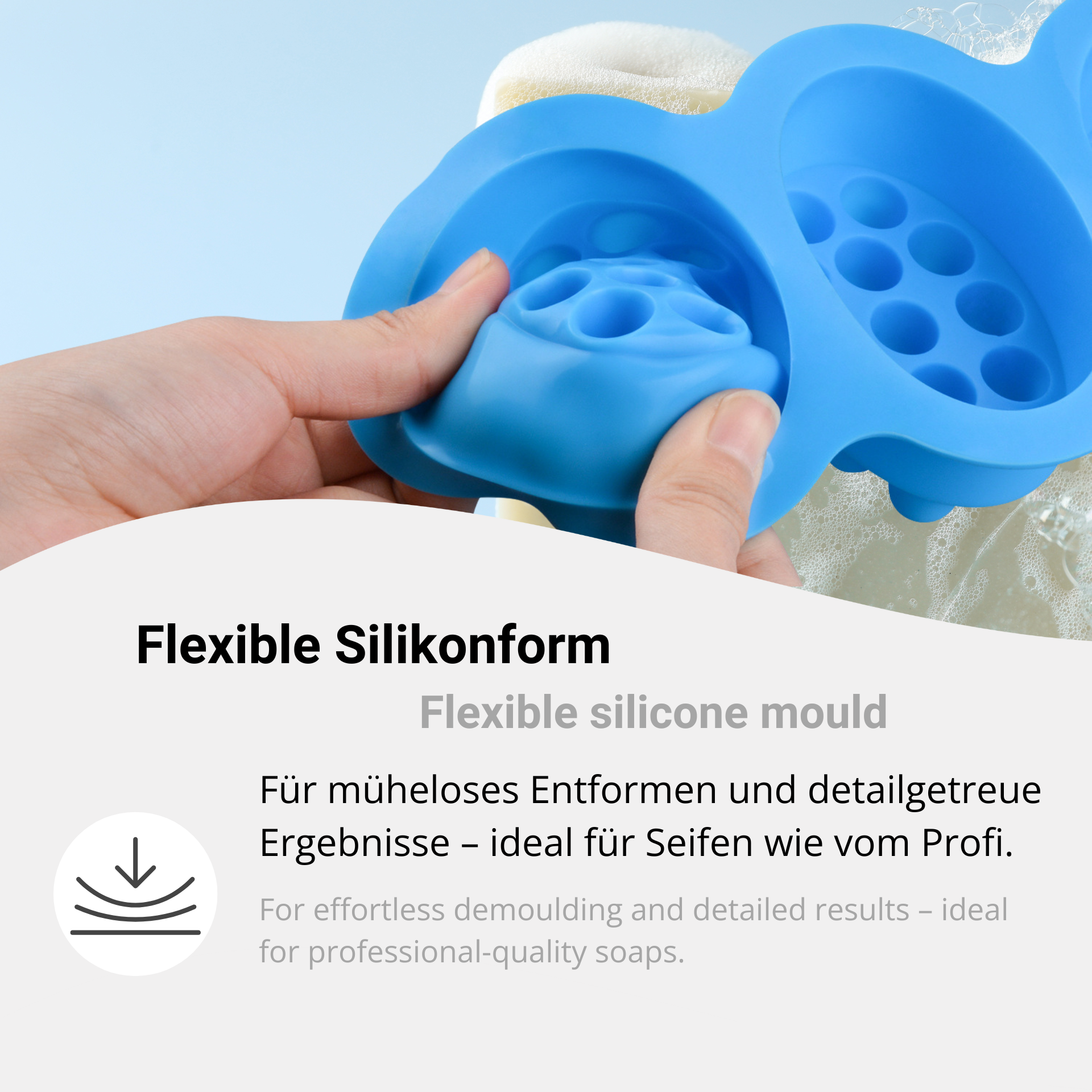 Flexible silicone mould for creative DIY soaps