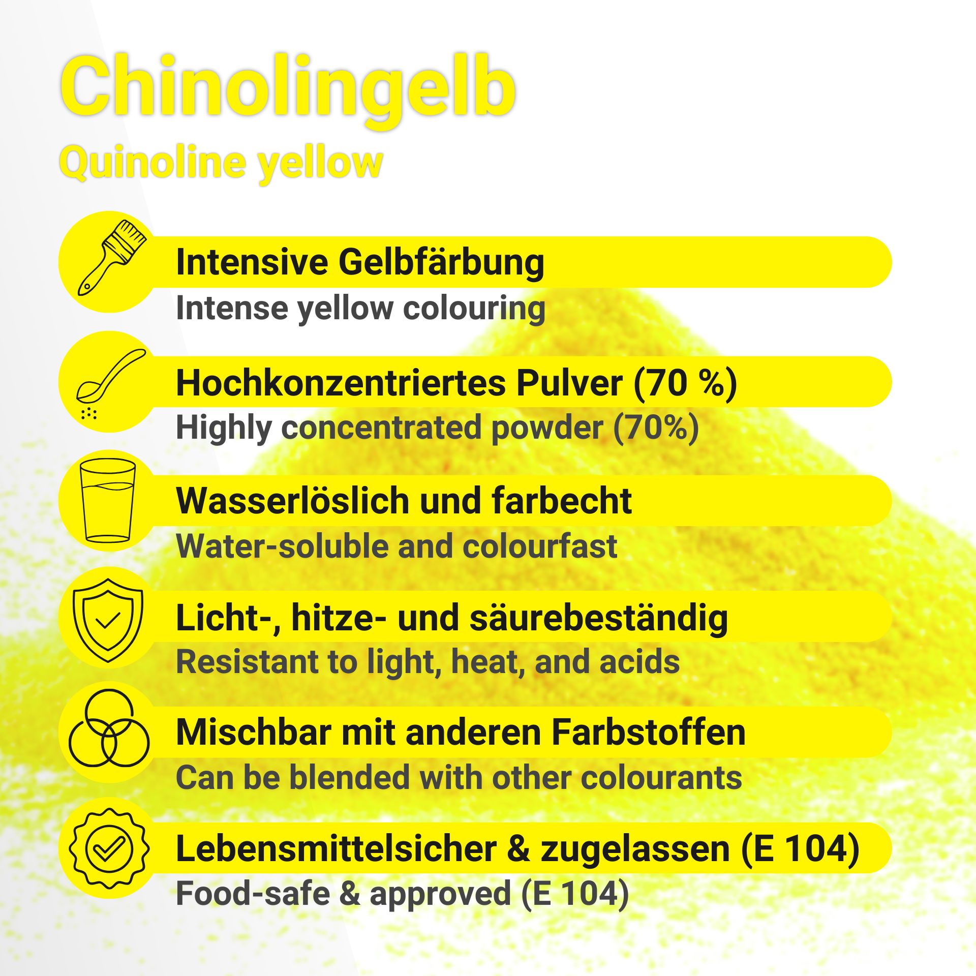 Chinolingelb Lebensmittelfarbe Gelb - E 104